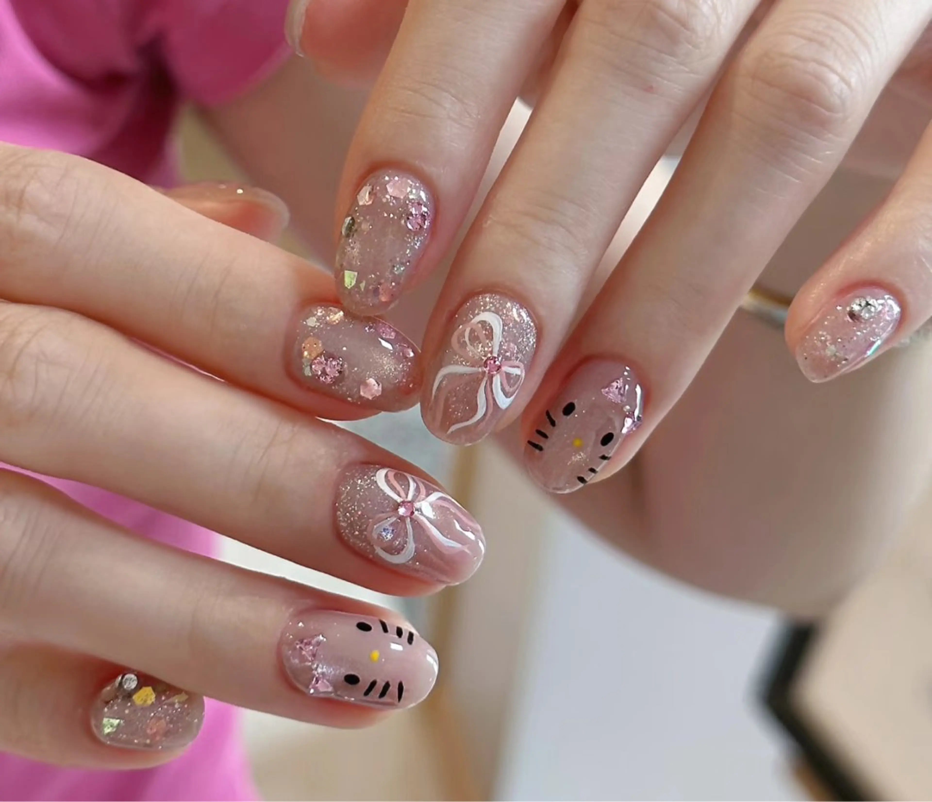 ネイル アートネイル オーロラネイル チークネイル フレンチネイル ガラスフレンチ ハンドネイル 🎀🎀YooLi Nail Salonのネイルデザイン