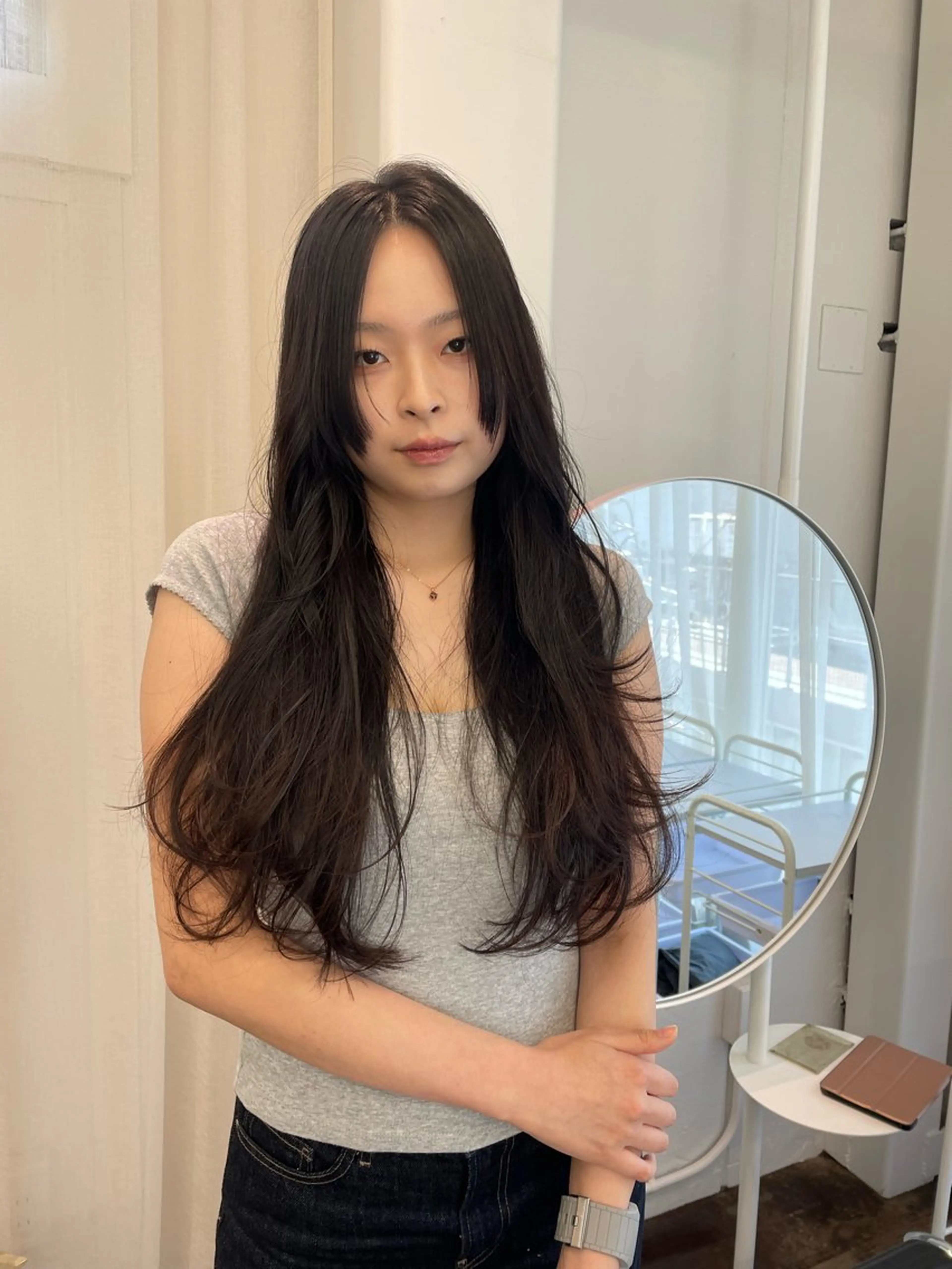 ロング カラー 韓国風ヘア レイヤーカット カット ヘアカラー トリートメント レイヤーカット🎀 kanaのヘアスタイル