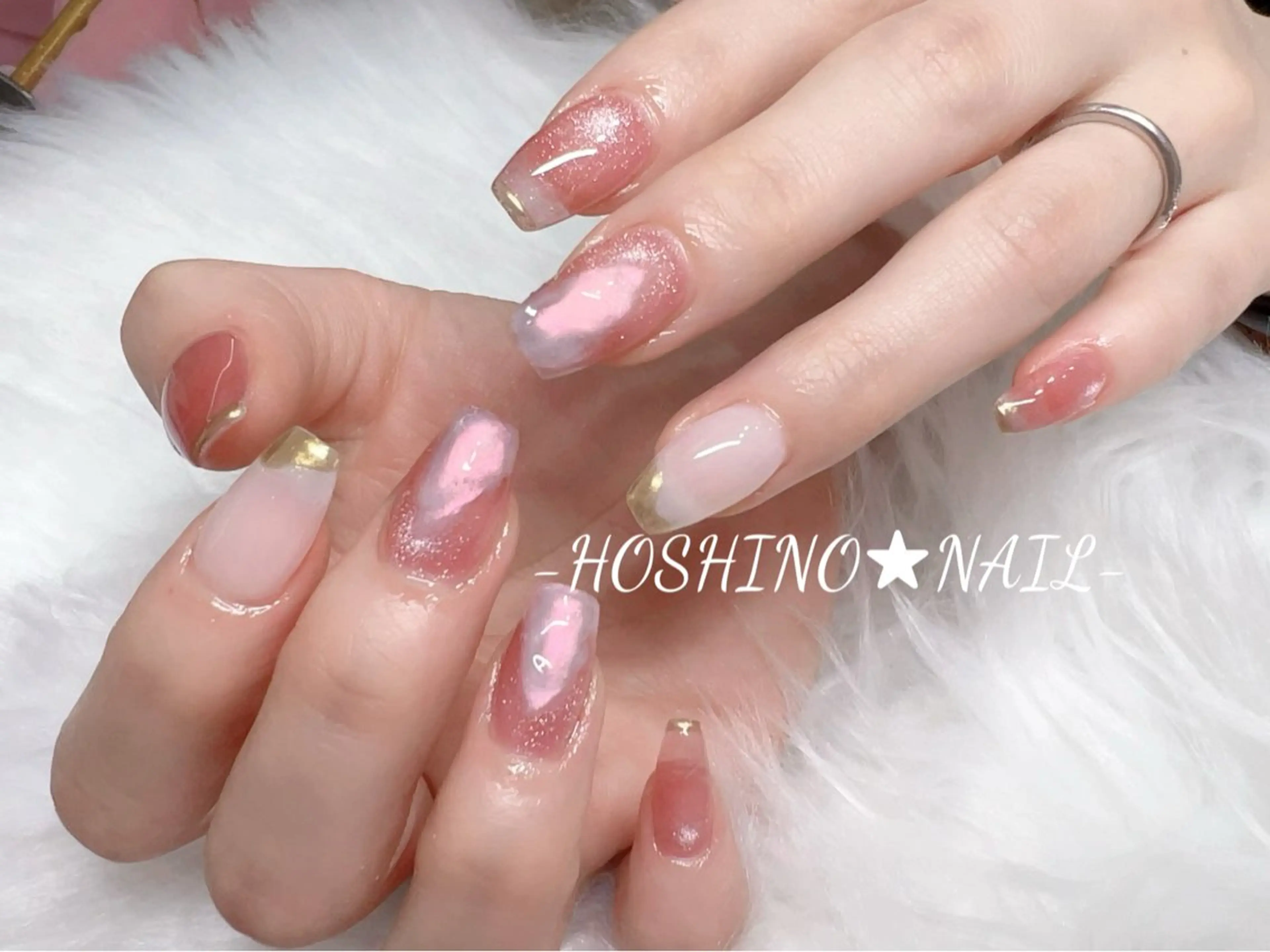 ネイル オーロラネイル チークネイル ドット フットネイル フレンチネイル ハンドネイル ★HOSHINO NAIL★新宿店のネイルデザイン