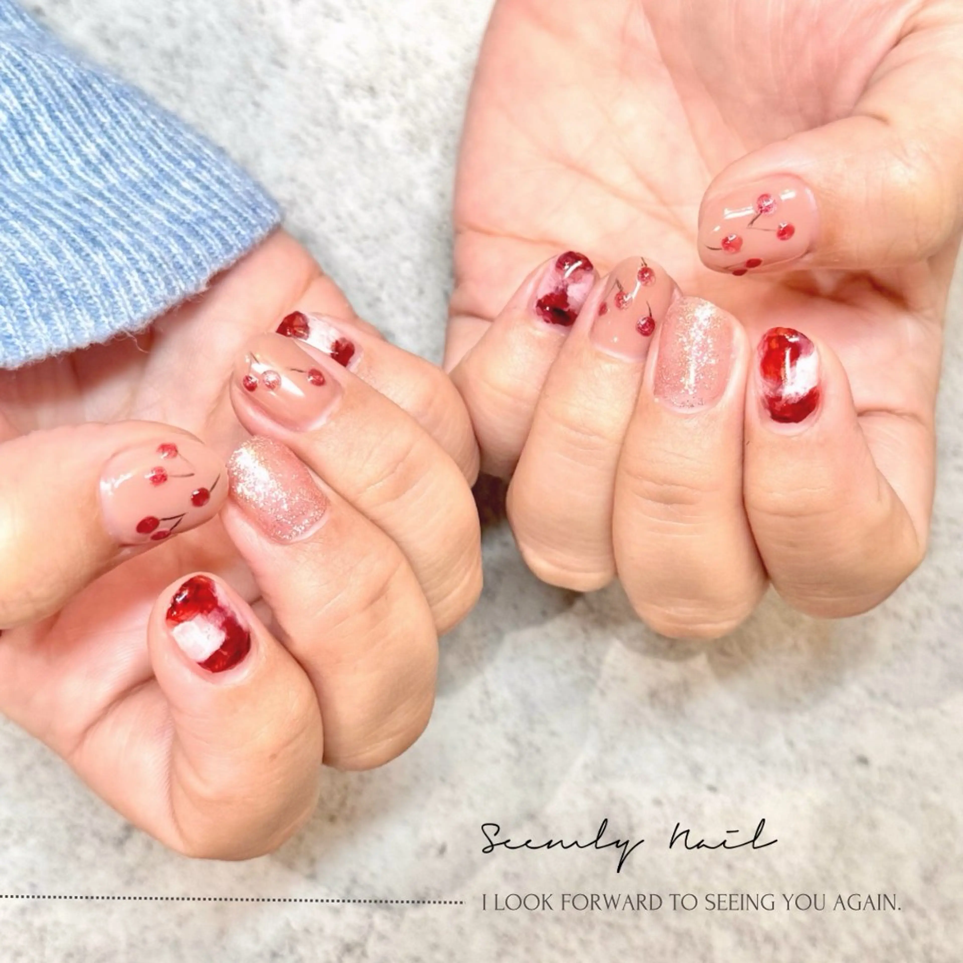 ネイル アートネイル フラワーネイル ジェルネイル 卒業式 大理石ネイル(マーブル) Seemly 千田町店所属・フラワーパラジェル 🌸シームリーエミのネイルデザイン