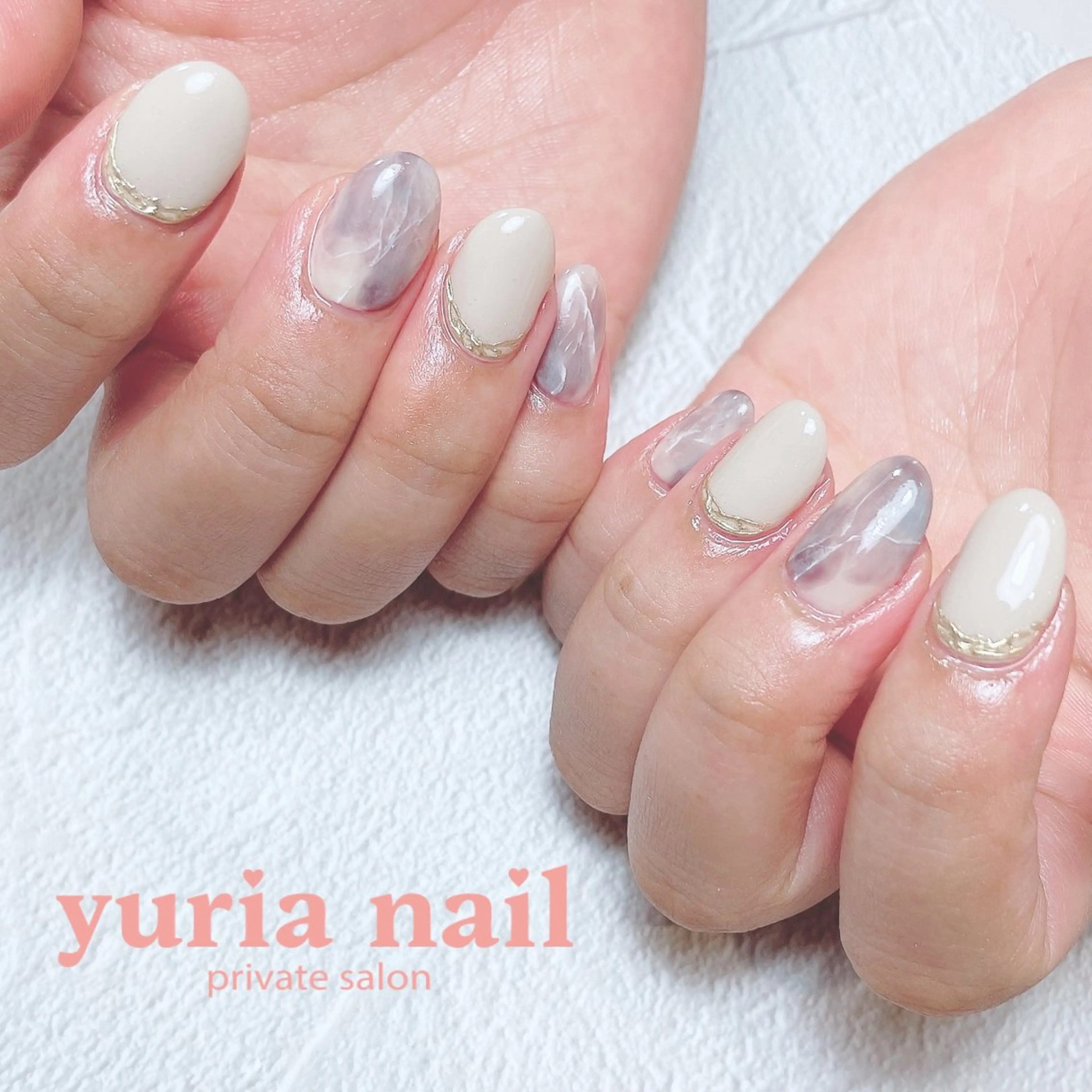 ネイル ジェルネイル 大理石ネイル(マーブル) 持ち込み ハンドネイル 小林 ゆりあのネイルデザイン