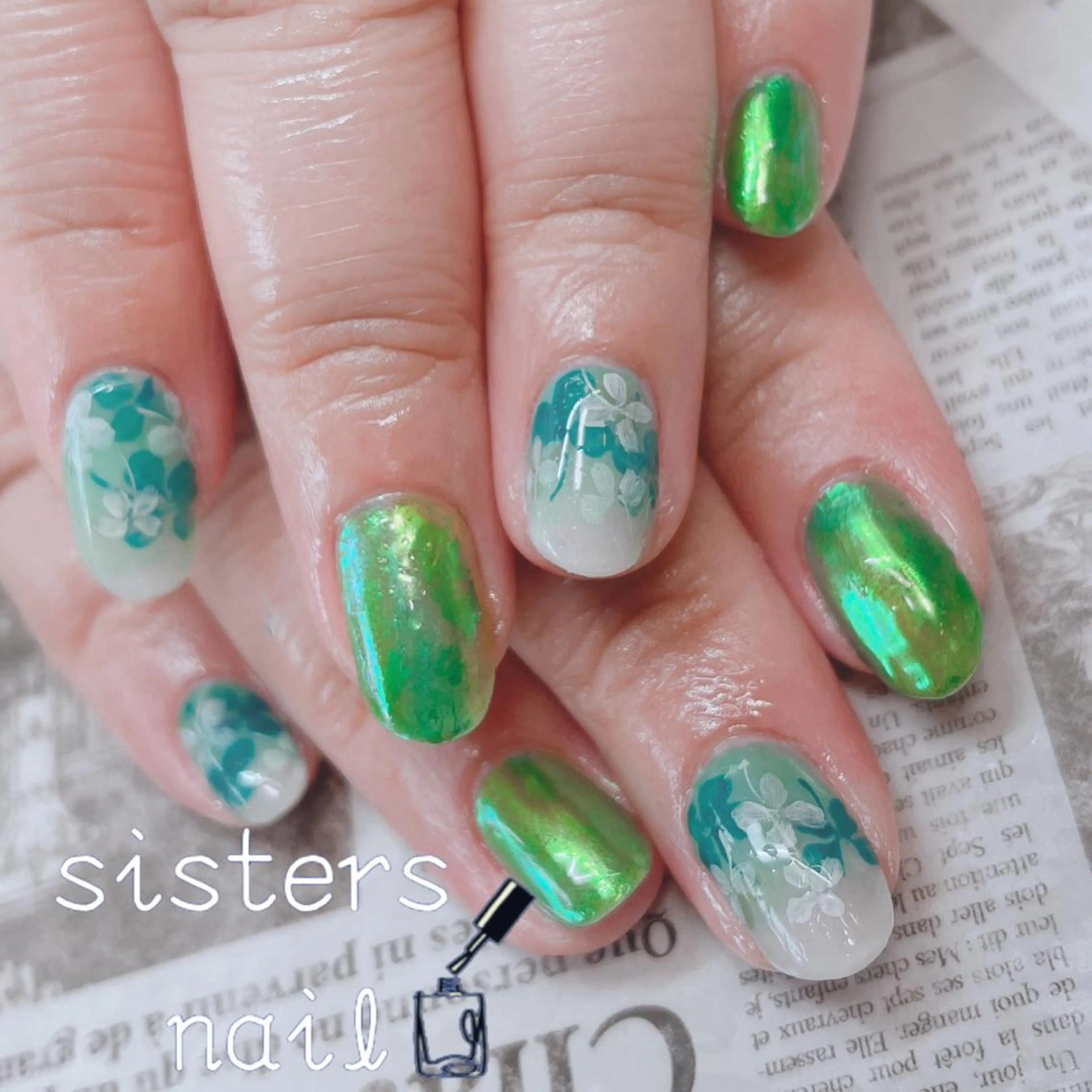 ネイル アートネイル オーロラネイル 春ネイル ハンドネイル ハンドケア sisters nail.fのネイルデザイン