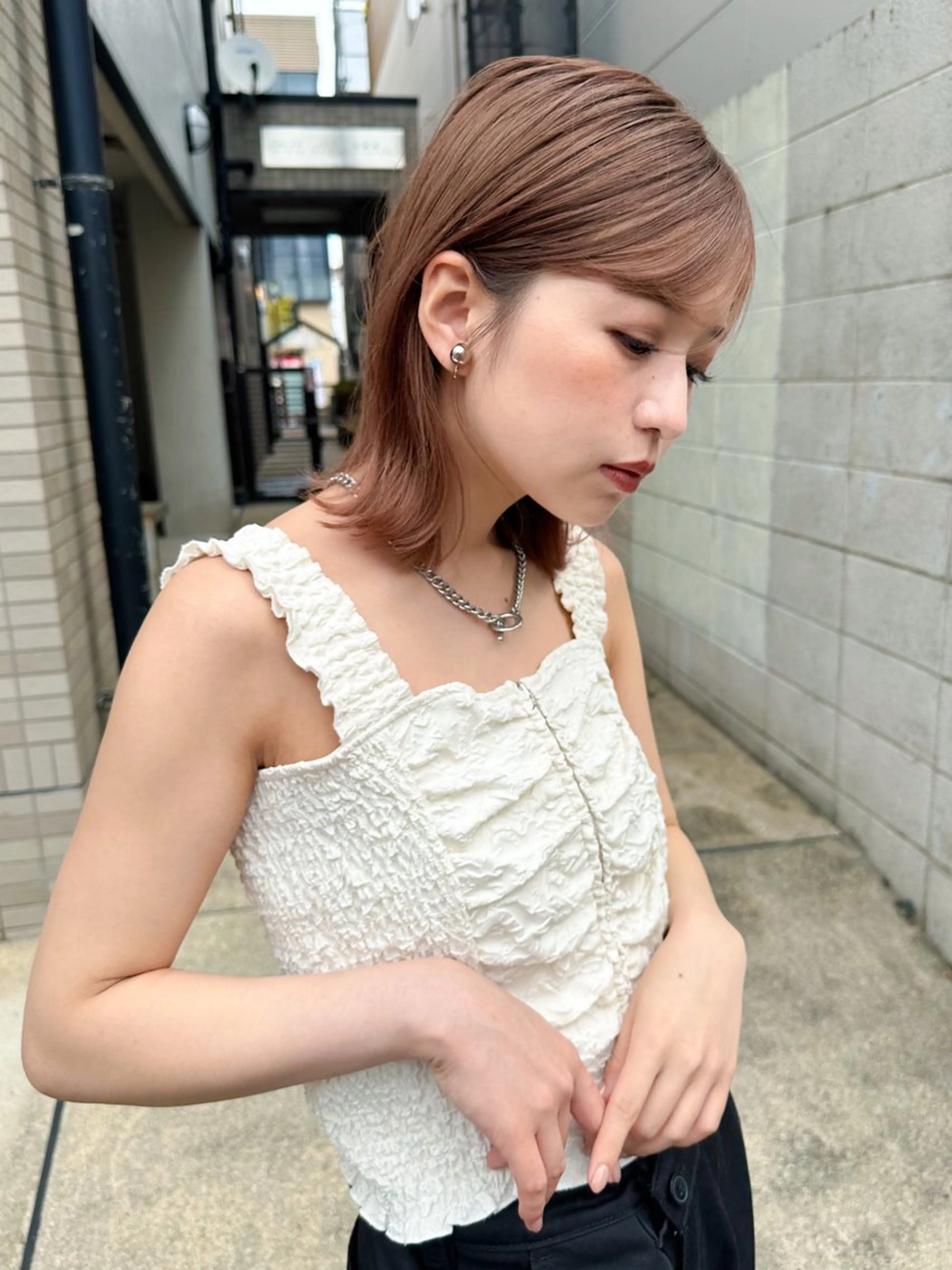 ミディアム カット ヘアカラー トリートメント SAKURA🌸 レイヤー/グレージュのヘアスタイル
