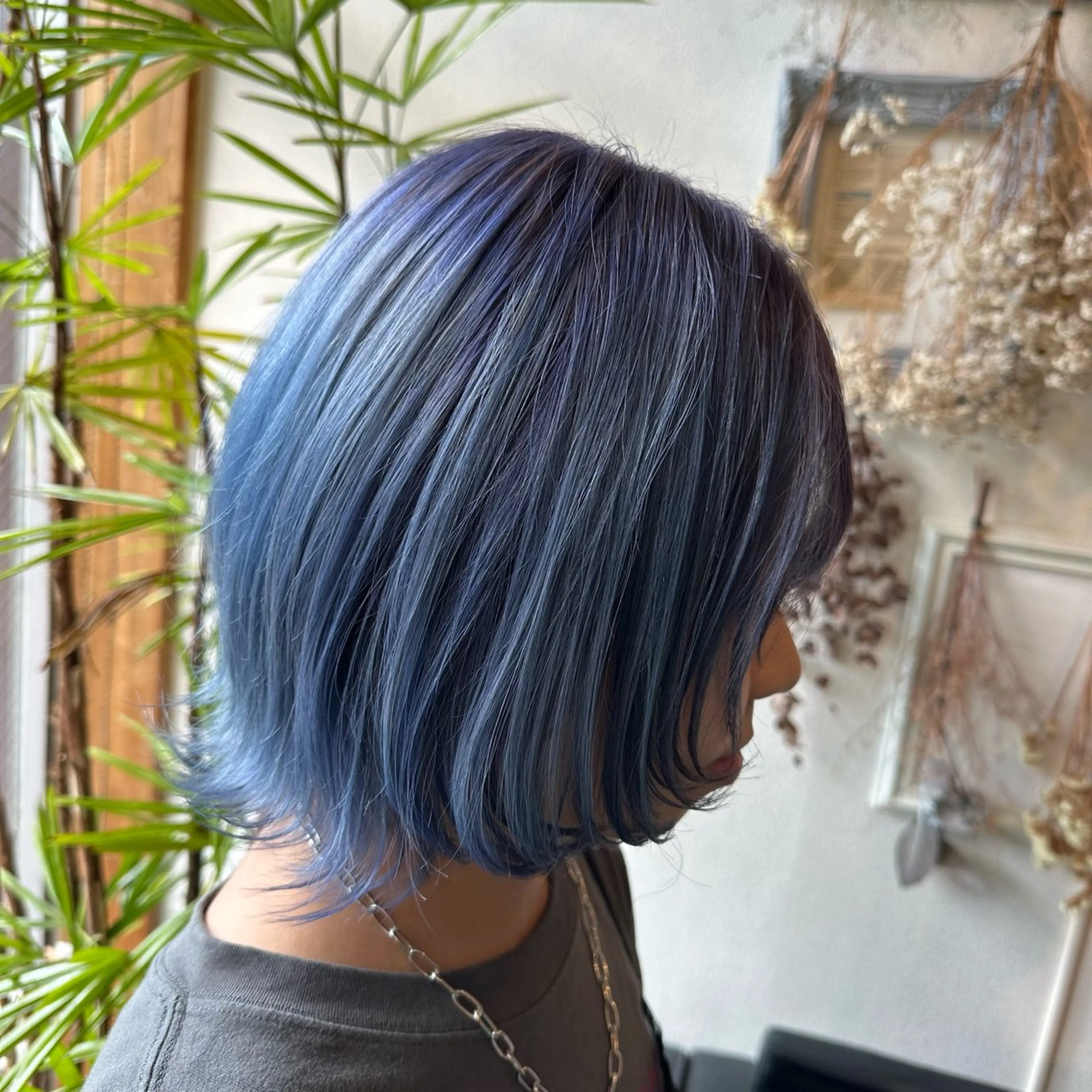 ミディアム カラー ブルーカラー カット ヘアカラー Glanzhair 🫧‪菊池柊真🫧のヘアスタイル
