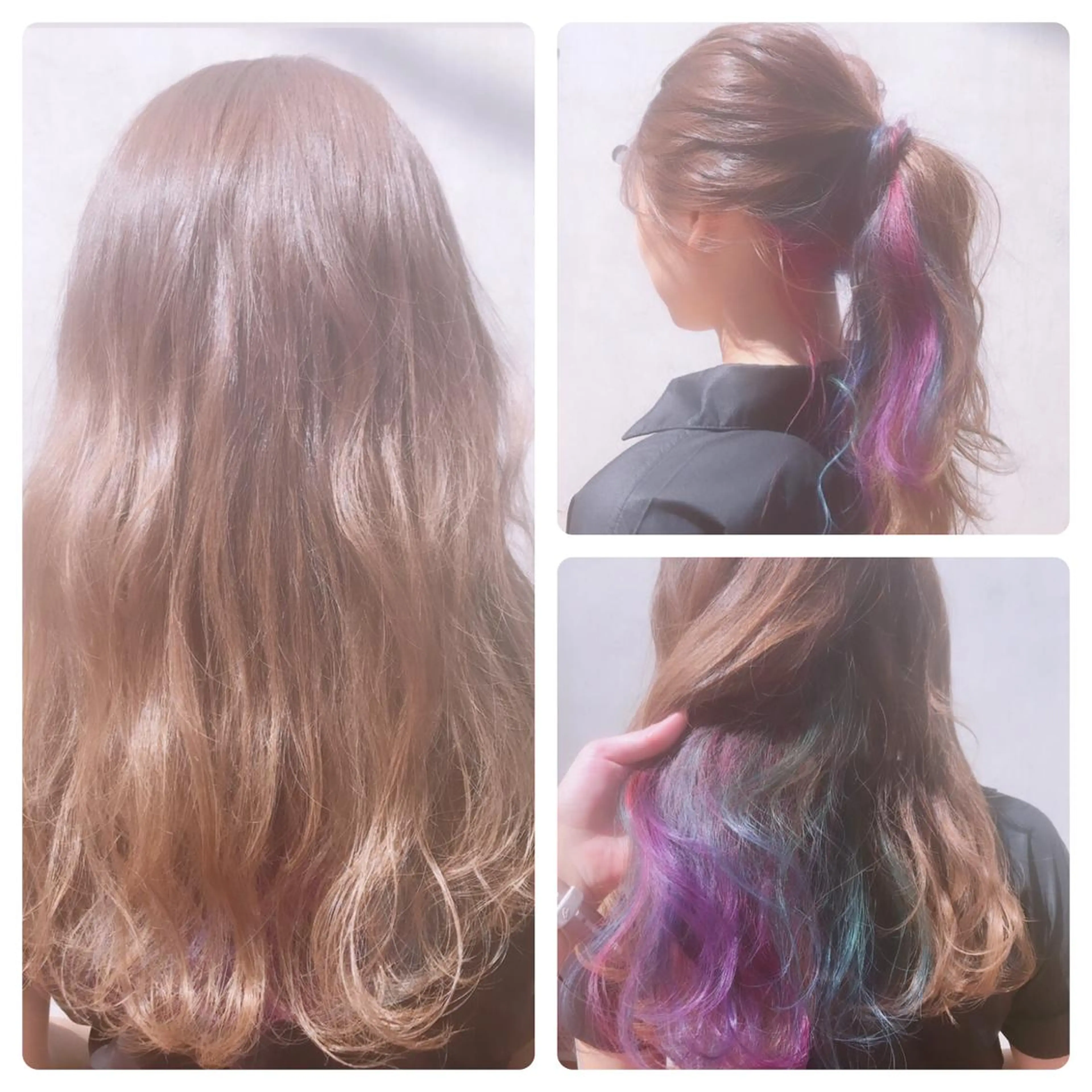 ロング カラー ヘアアレンジ ベージュカラー ミルクティーベージュ ユニコーンカラー まつげと美容室/ 個室/瀬戸 一菜のヘアスタイル