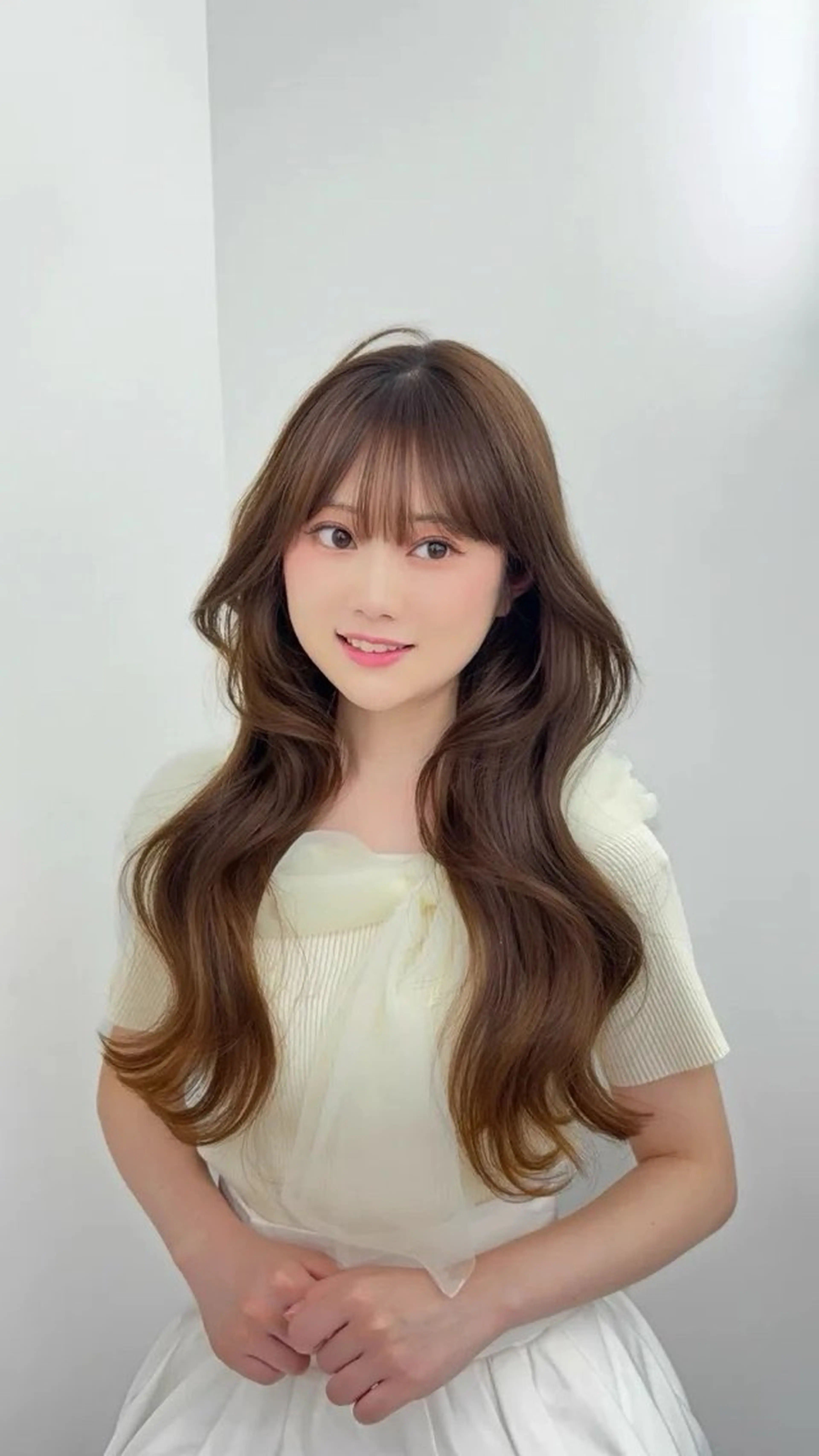 ロング カラー 小顔カット カット ヘアカラー トリートメント 韓国ヘア/レイヤー/ 顔まわり足立遥奈のヘアスタイル