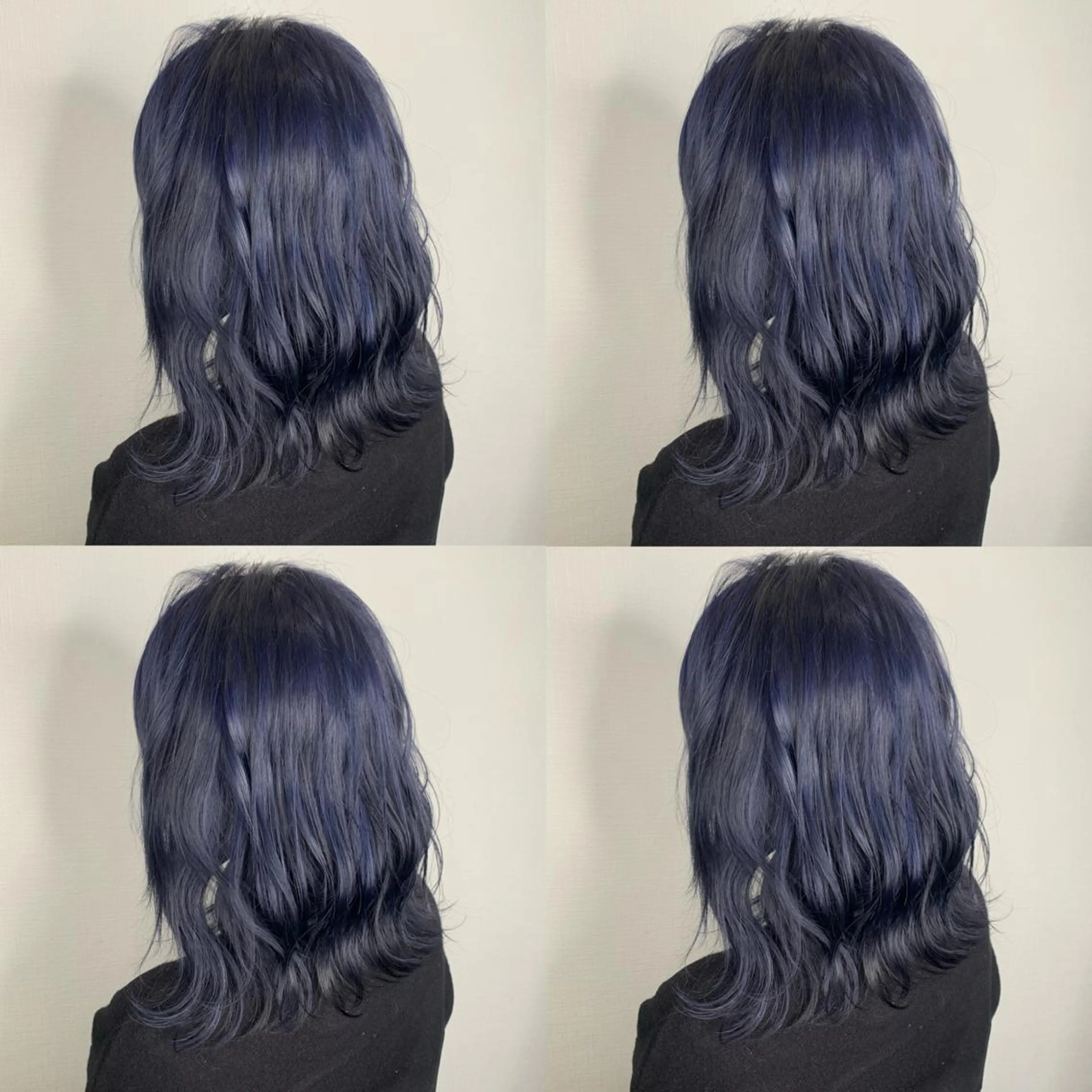 セミロング カラー ブリーチ ブルーカラー ネイビーカラー ヘアカラー 袴田 伊代のヘアスタイル