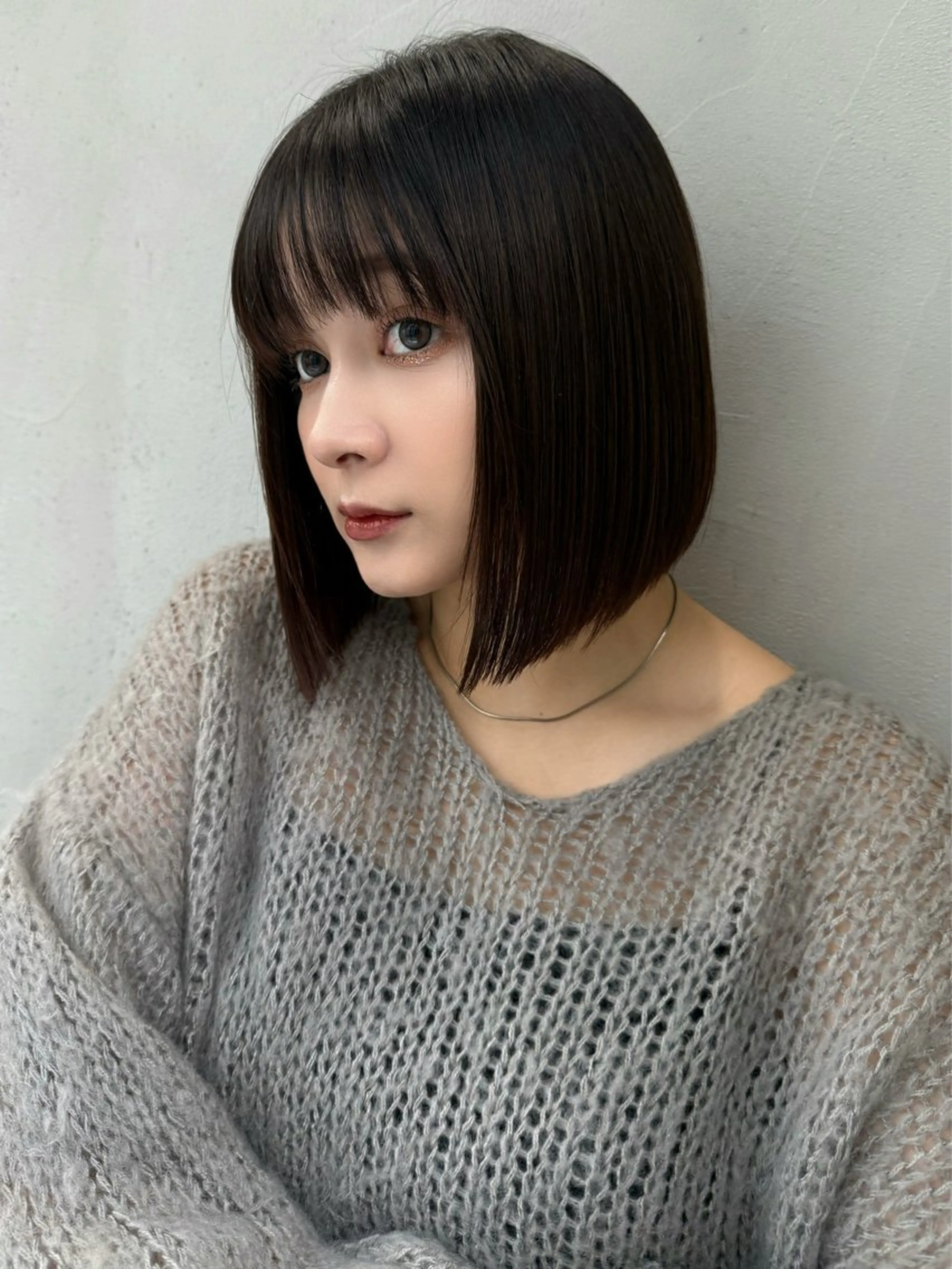 ショート カット ヘアカラー 切りっぱなしボブ/ 小顔ボブNANAのヘアスタイル