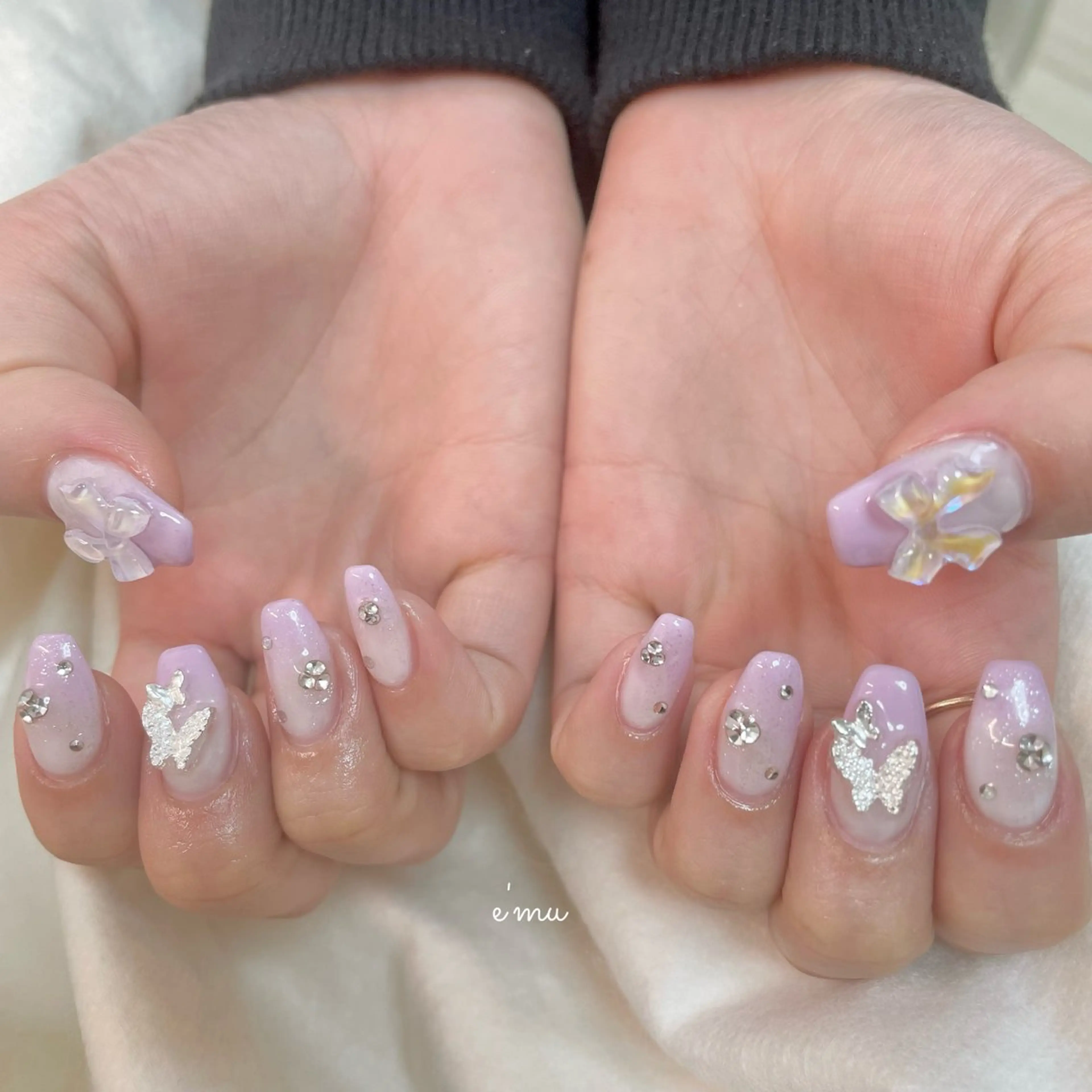 ネイル パープル ハンドネイル nail salon e'mu💐のネイルデザイン
