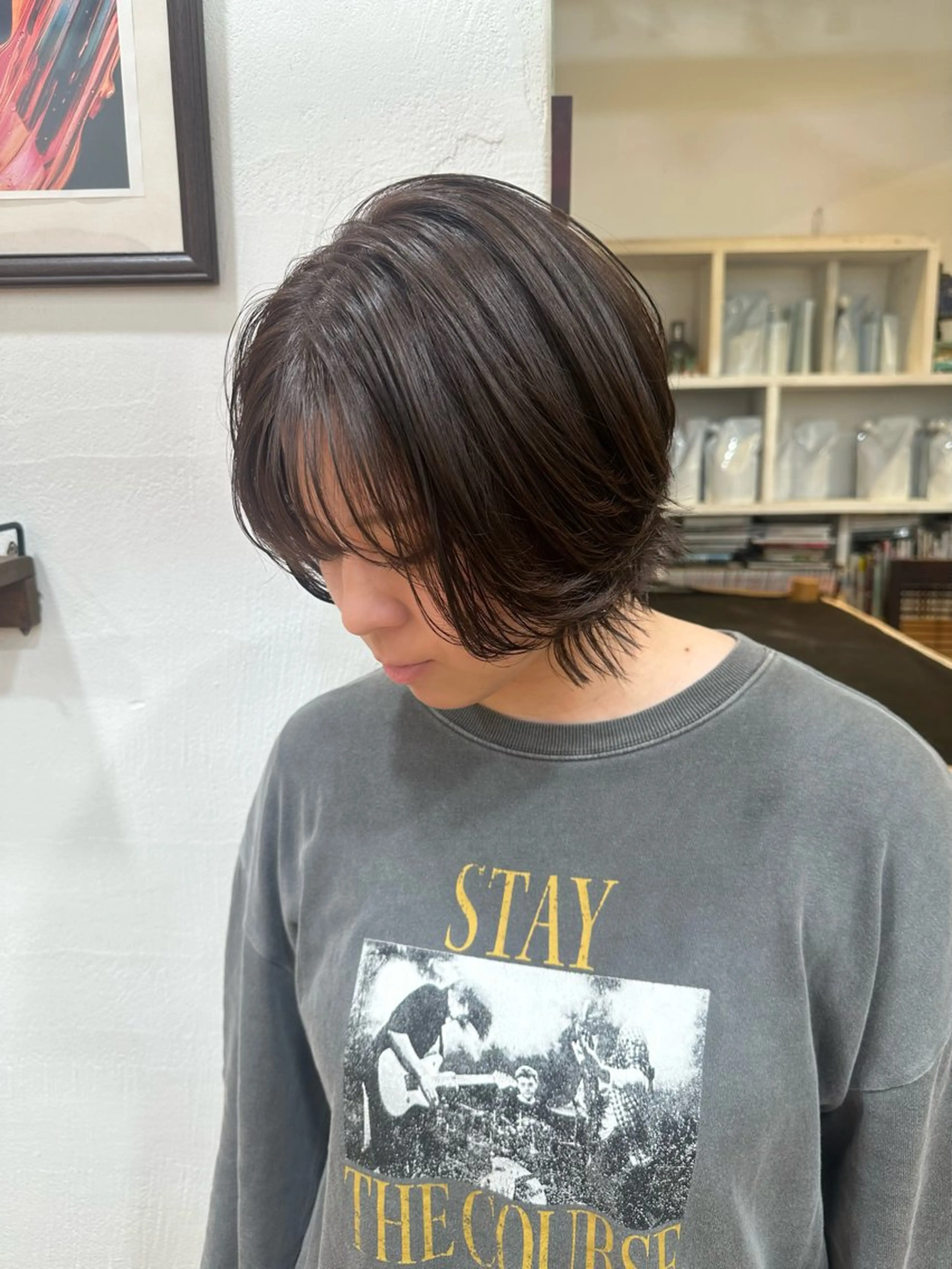 ミディアム カラー ボブレイヤー ボブ レイヤーカット カット ヘアカラー トリートメント KAKERU/ボブ/ ショート/パーマ🌱のヘアスタイル