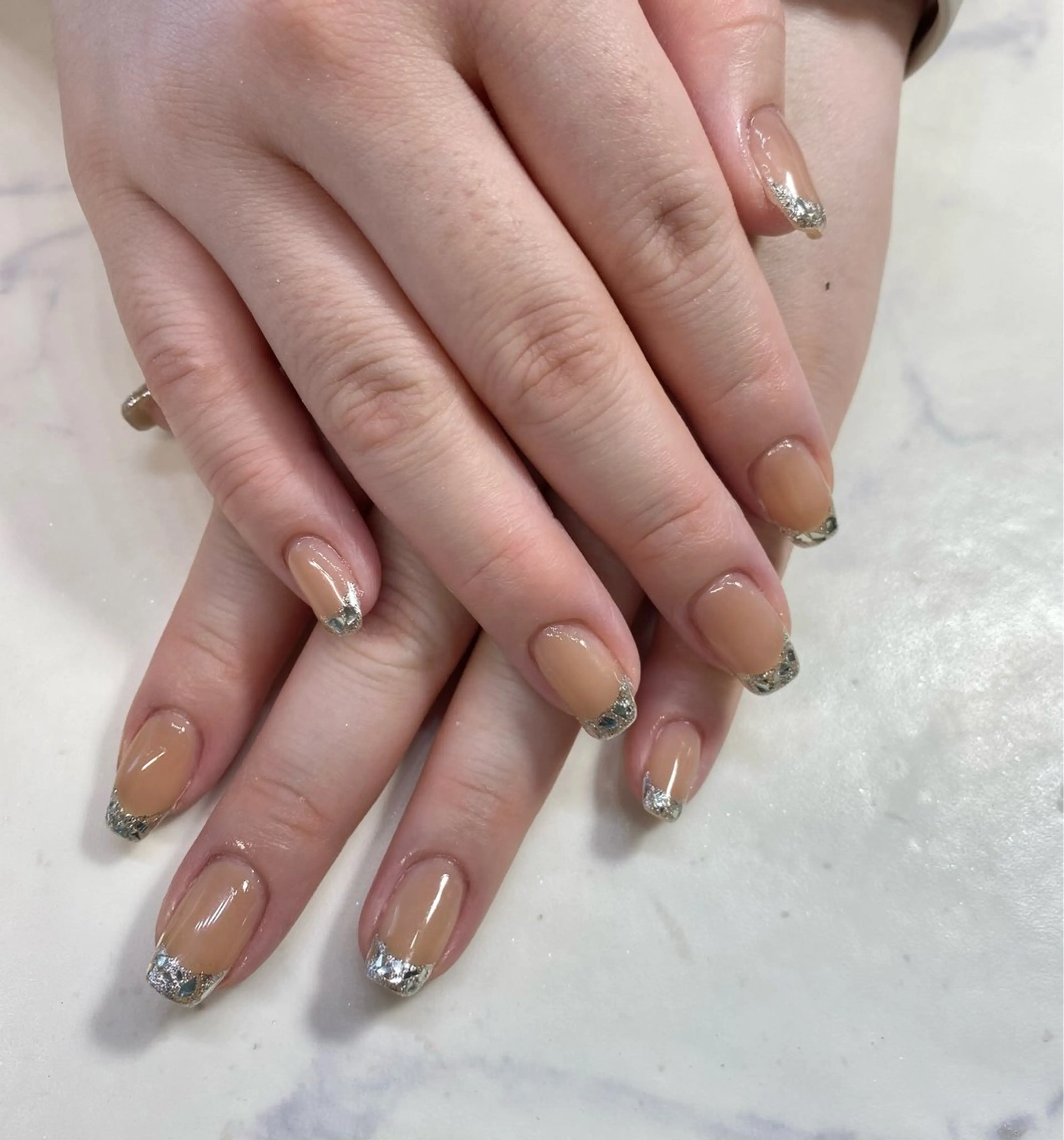 ネイル フレンチネイル ガラスフレンチ Nail Salon Three所属・Three いわなべのネイルデザイン