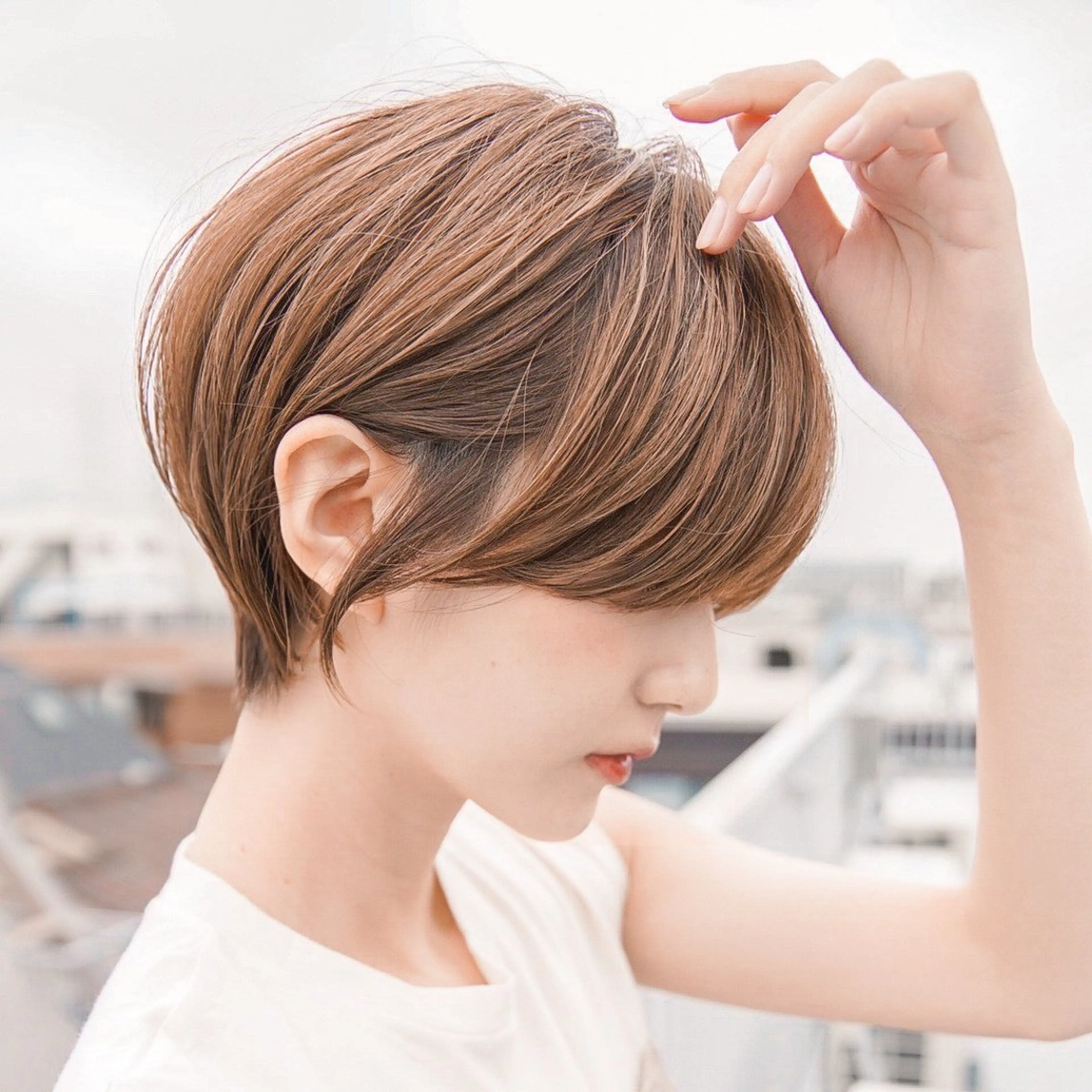 ショート カラー グレージュ ショートヘア サイドバング カット ヘアカラー 🫧ショートヘア特化 似合わせ🫧岡安のヘアスタイル