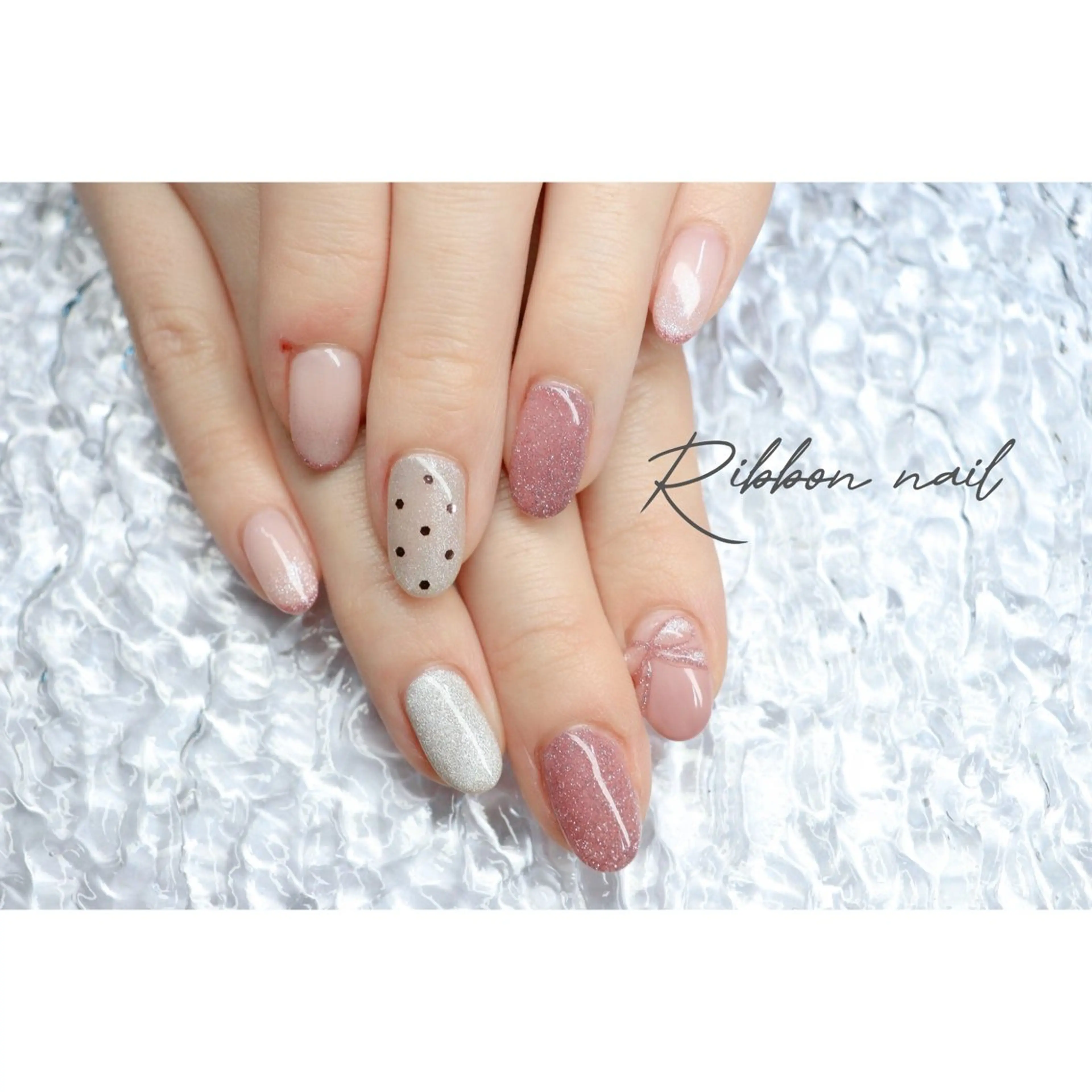 ネイル リボン ハンドネイル ハンドケア mapple nailのネイルデザイン