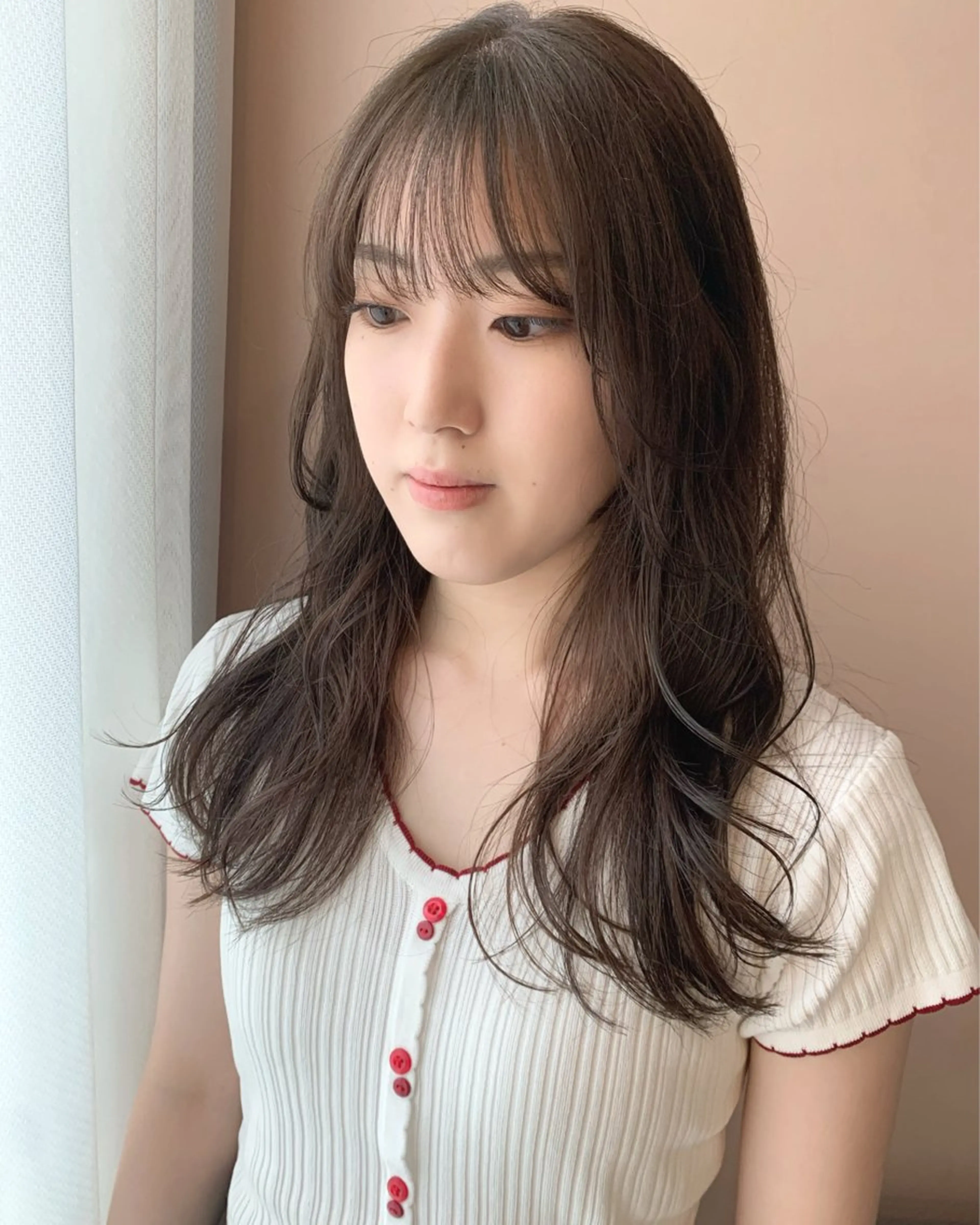 ロング カラー ブリーチ ケアカラー グレージュ ブリーチなしカラー カット ヘアカラー トリートメント hub hair レイヤー/透明感のヘアスタイル