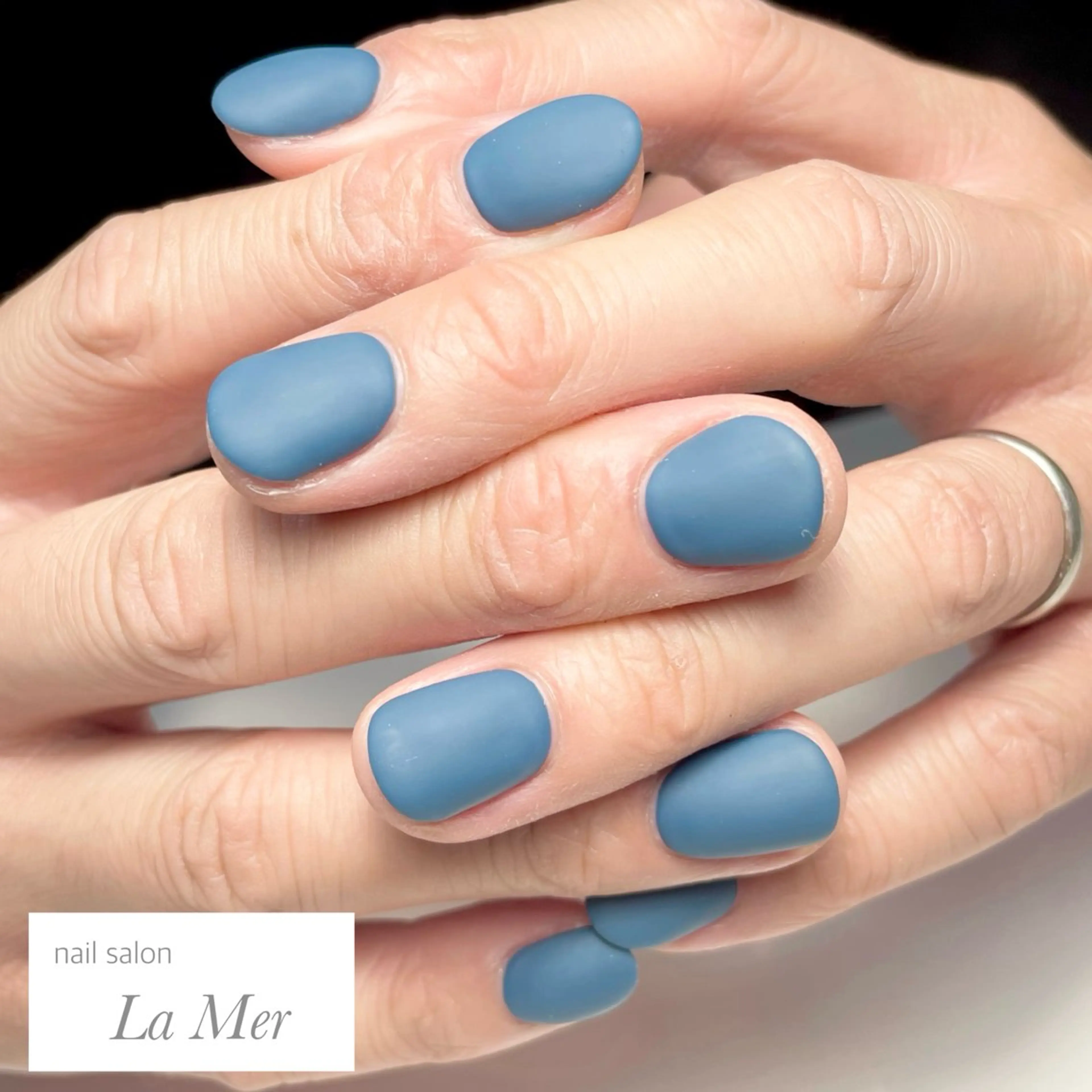 ネイル ブルー マットネイル メンズネイル ワンカラーネイル ショートネイル ハンドネイル nailsalon La Merのネイルデザイン