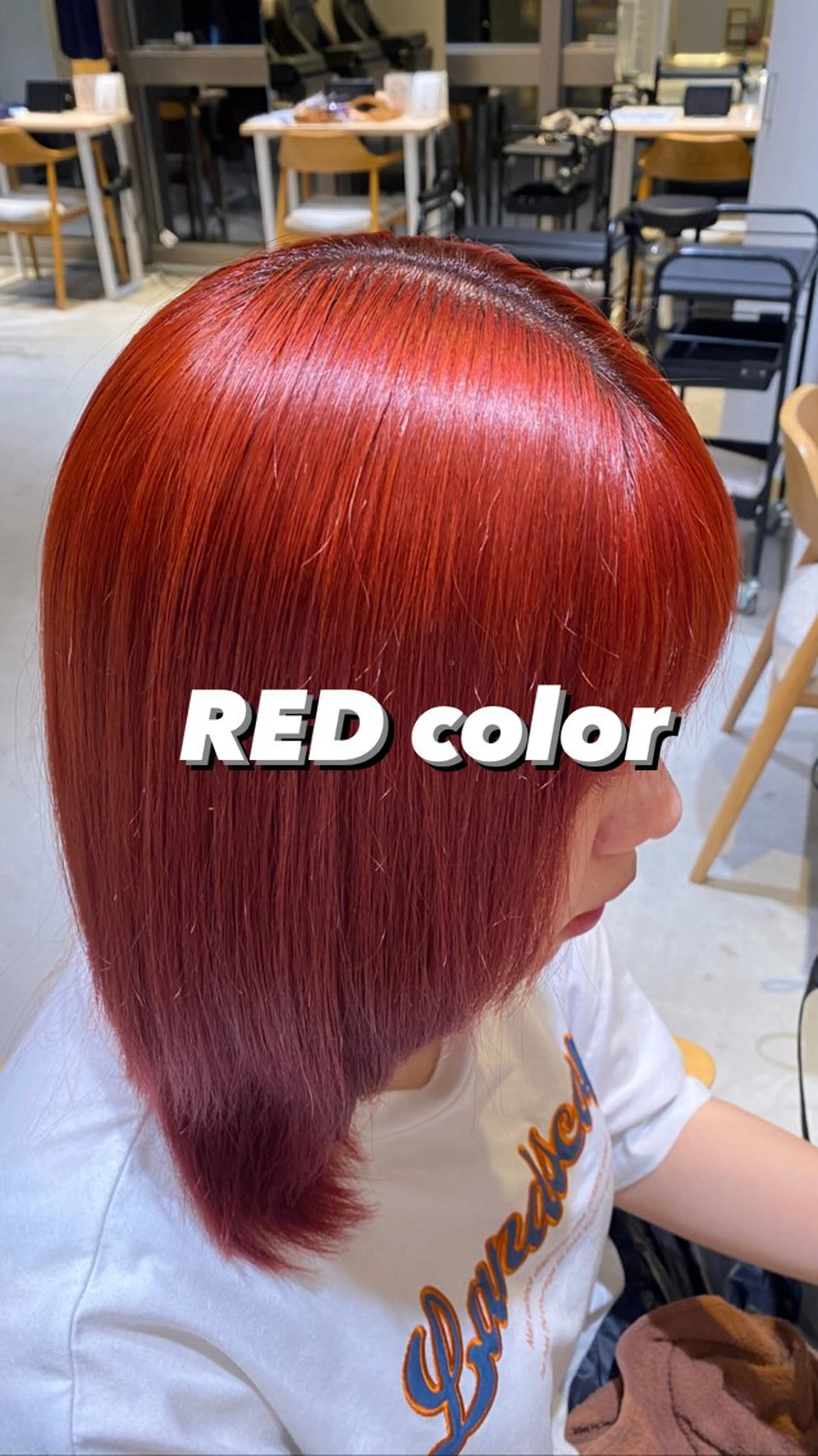 セミロング カラー レッドカラー AI　TOKYO hair 名古屋所属・波多野タケシ/ 縮毛矯正特化のヘアスタイル