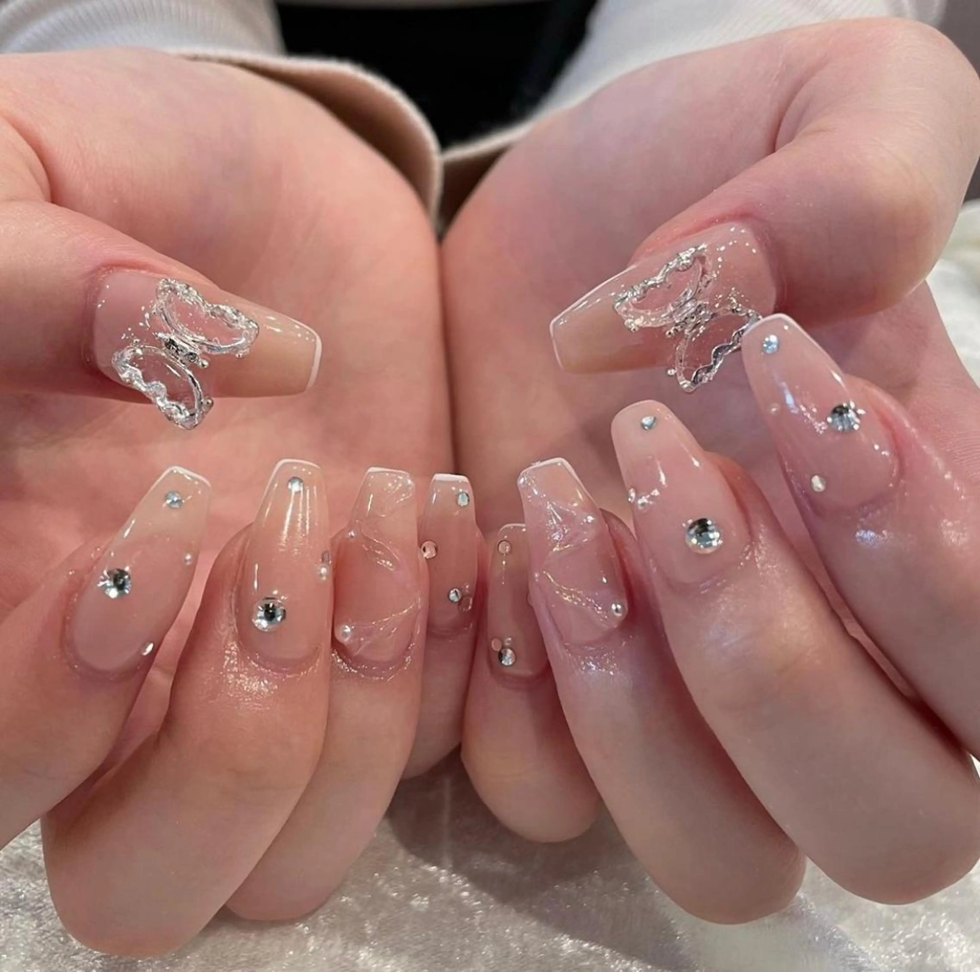 ネイル クリアネイル 長さ出し フレンチネイル 氷ネイル・うるうるネイル マグネットネイル Moana Nail 長さだし専門店のネイルデザイン