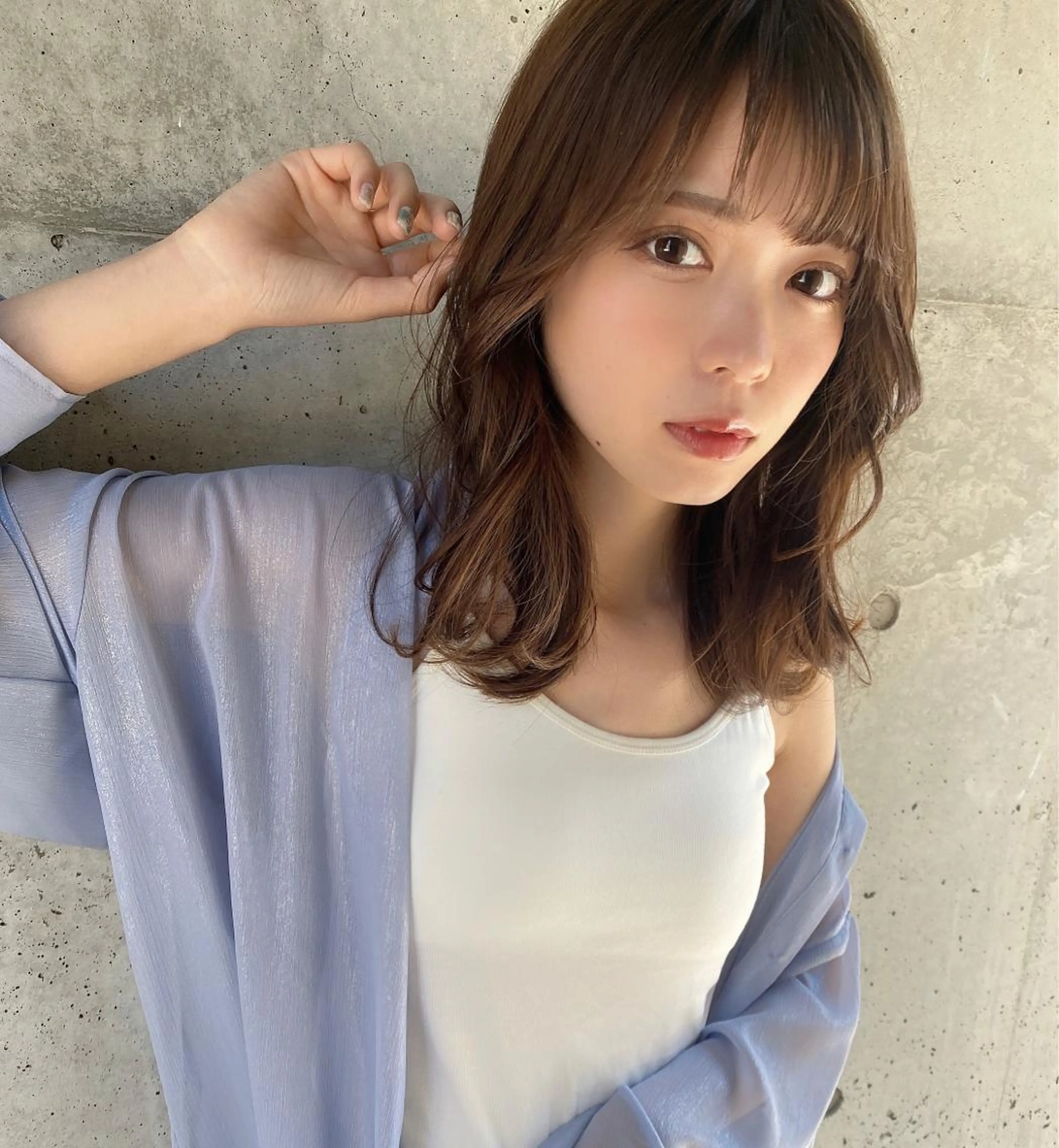 ミディアム カット ヘアカラー トリートメント 🧡くびれヘア/前髪 顔周り🧡久原結衣のヘアスタイル