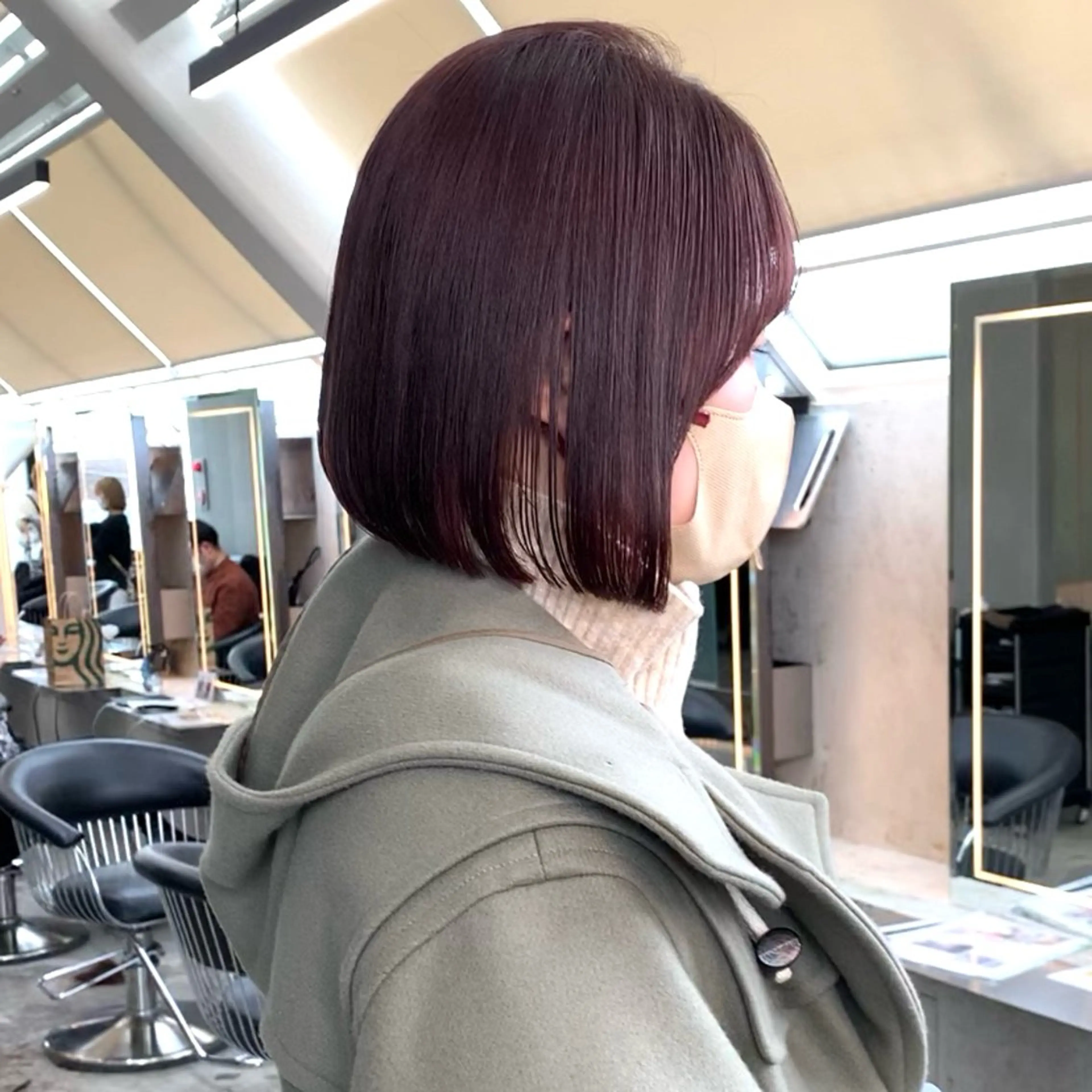 ミディアム カラー ボブ カット ヘアカラー トリートメント ボブ/くびれボブ/ 髪質改善/Ru-kaのヘアスタイル