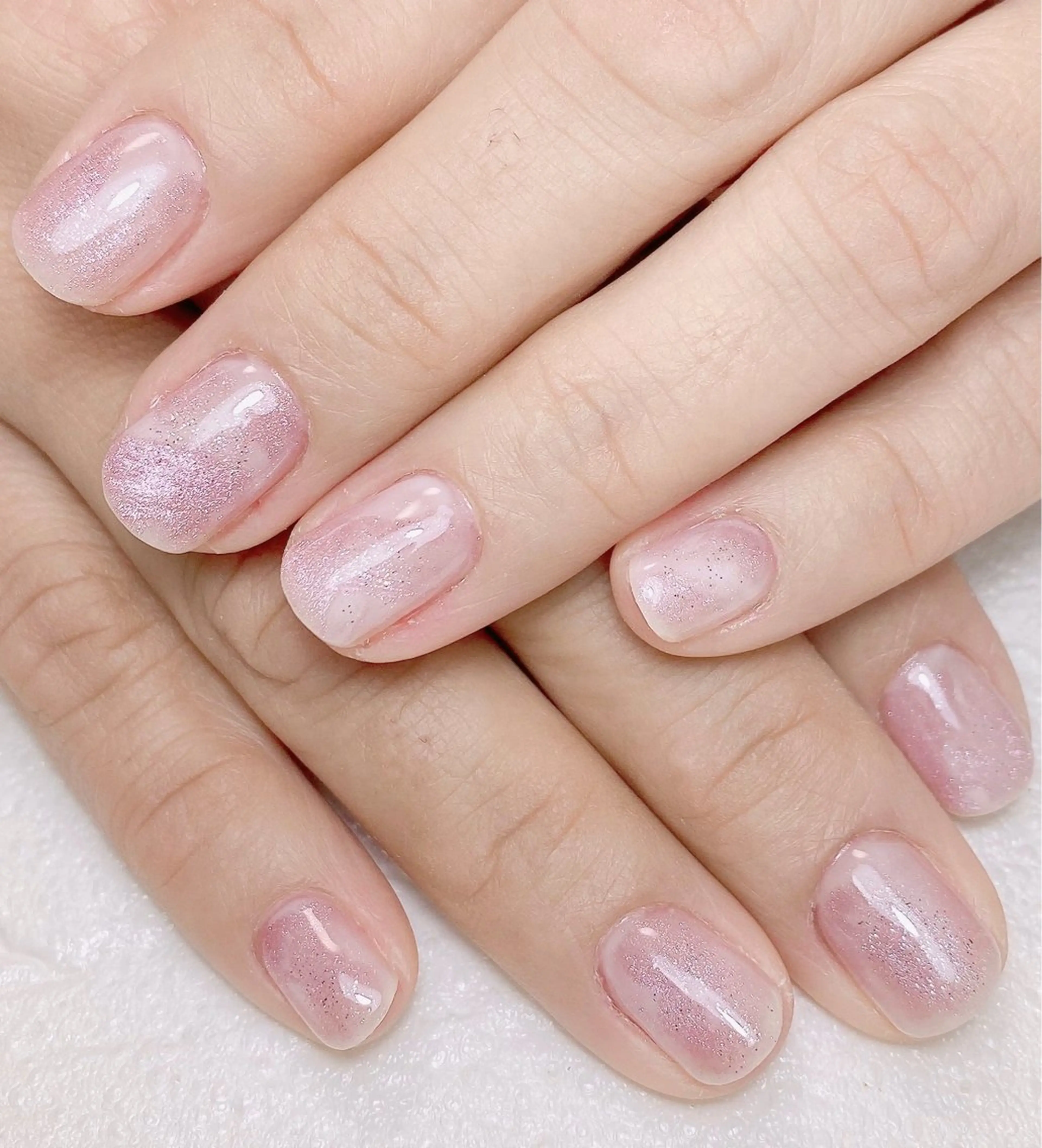 ネイル 桜ネイル フラッシュネイル ニュアンスネイル ピンク ハンドネイル Nail Salon K 🧸美爪育成のネイルデザイン