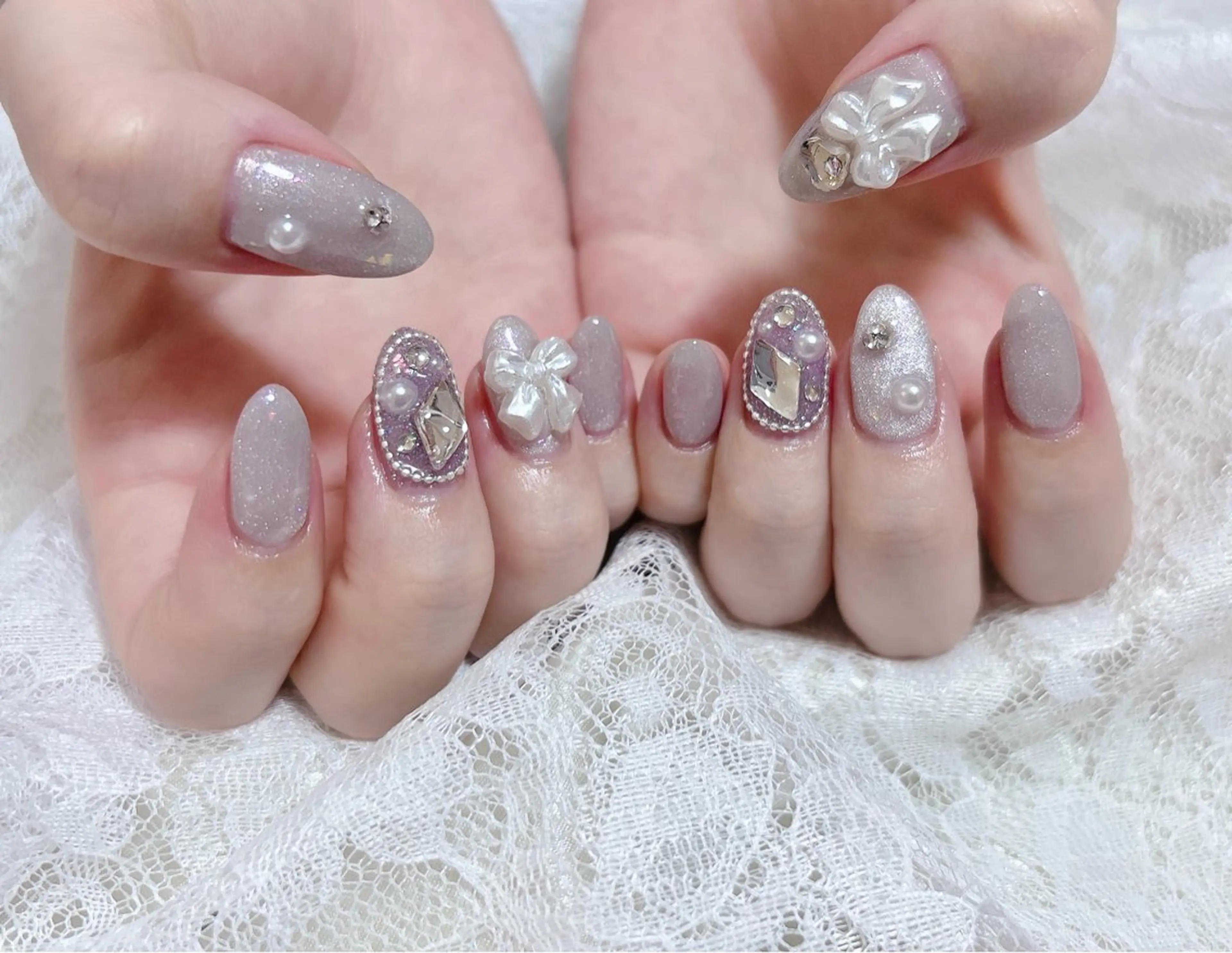 ネイル マグネットネイル シルバー ハンドネイル FLARE NAIL フレアネイルのネイルデザイン