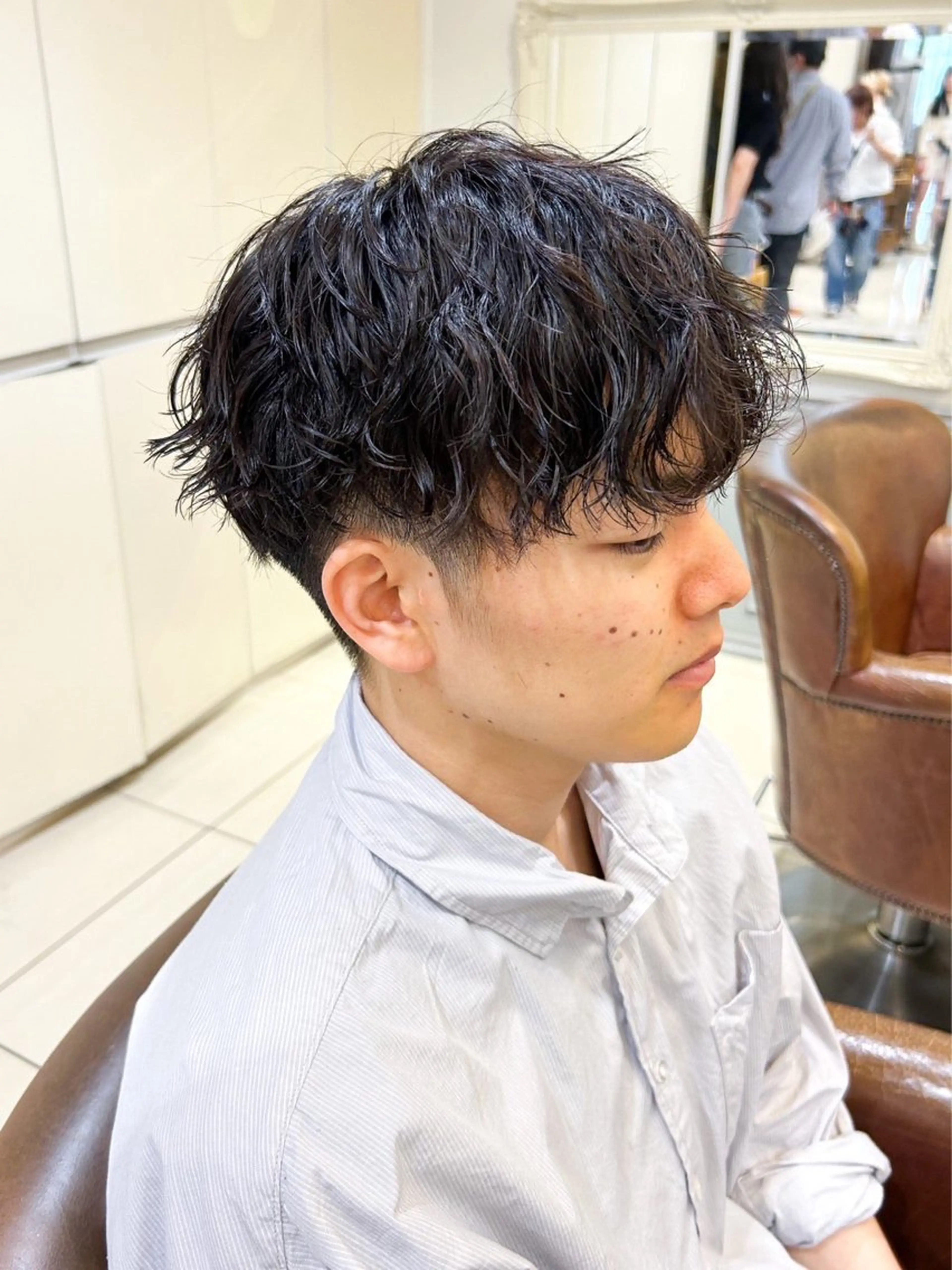 ミディアム メンズ マッシュ ボブ ブリーチ/miinaのヘアスタイル