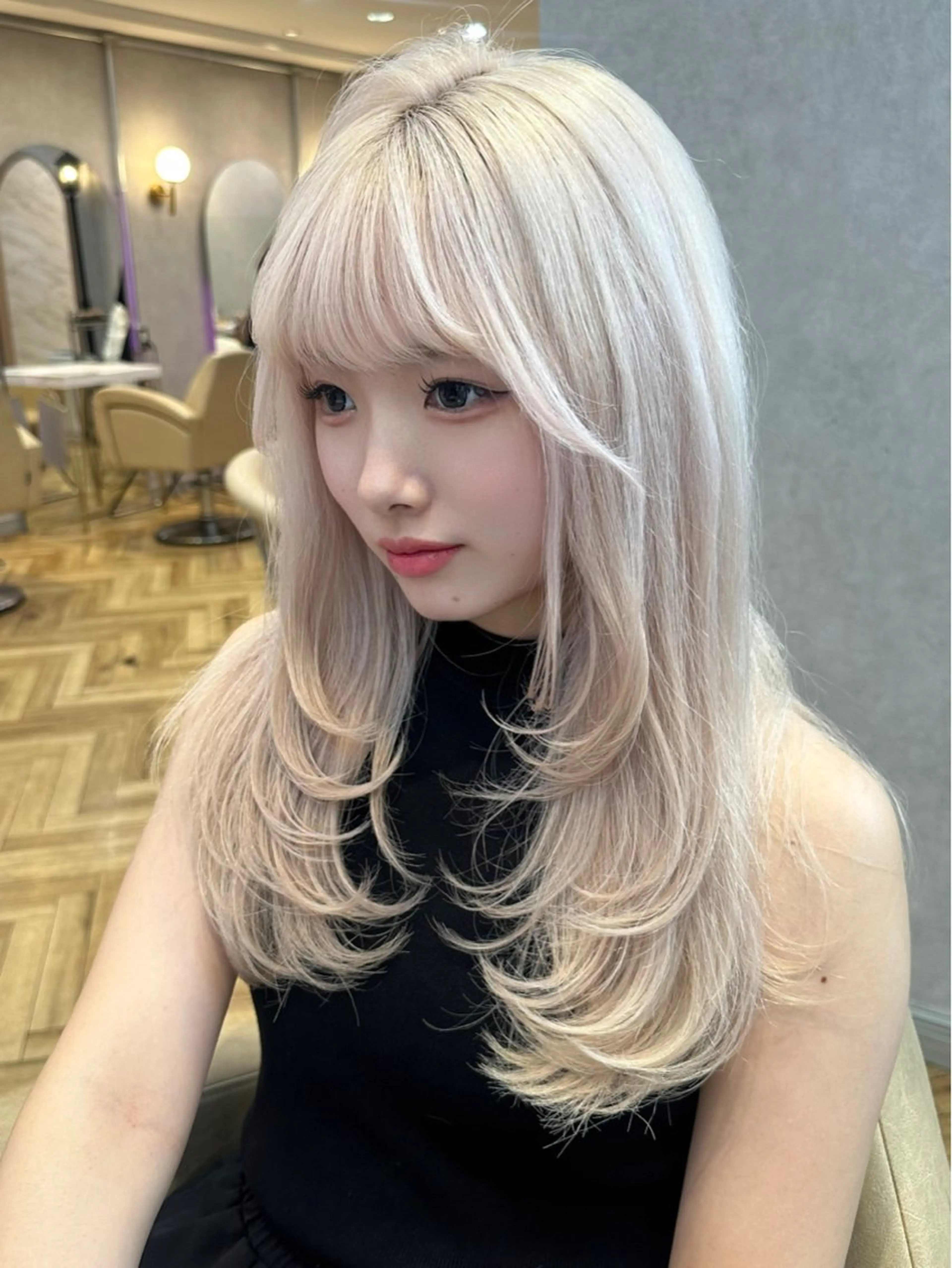 ロング レイヤーカット カット ヘアカラー トリートメント ヘアセット 韓国ヘア/レイヤー/ 髪質改善/銀座/田島のヘアスタイル