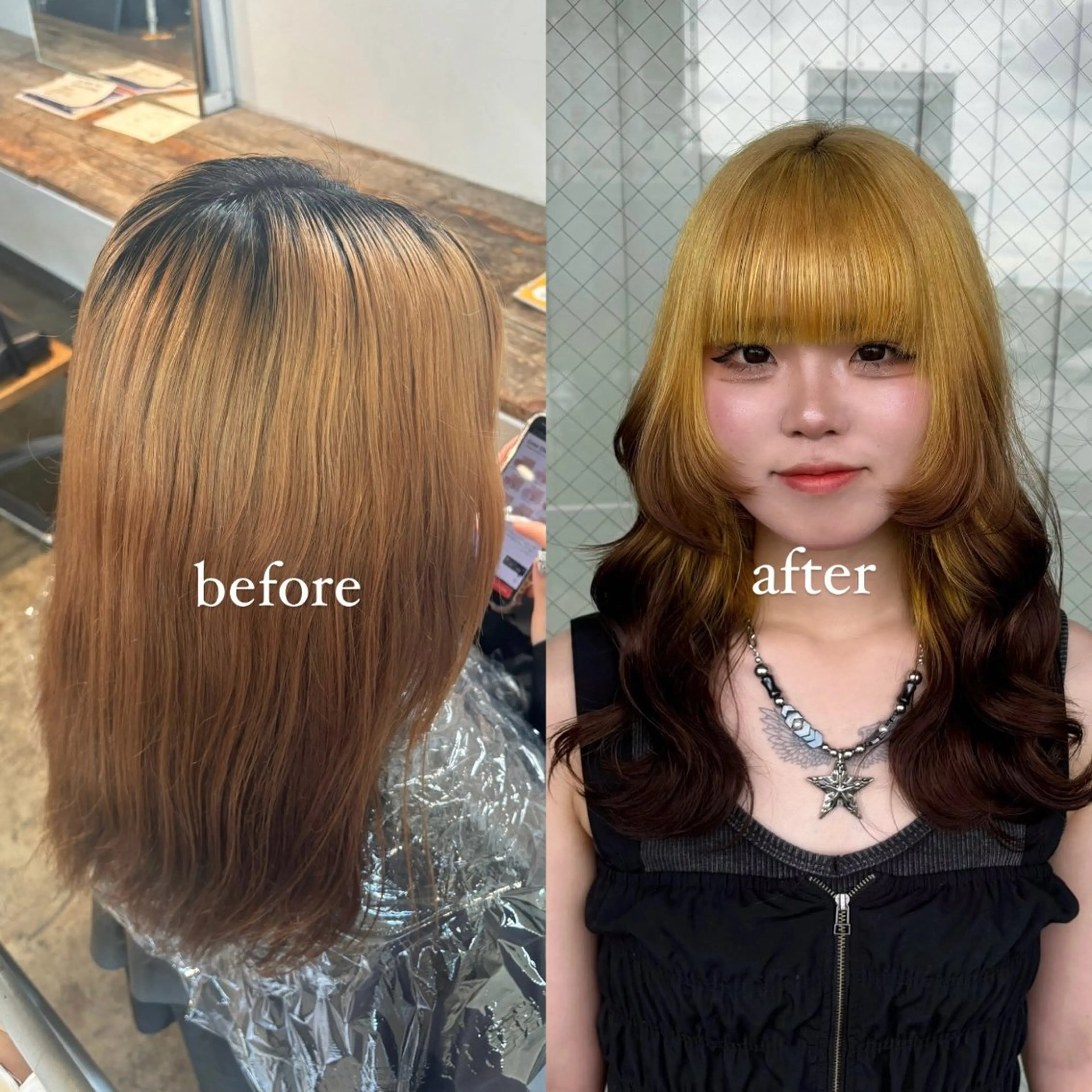 セミロング カラー ヘアカラー トリートメント 💫miyu💫デザ インカラー/アレンジのヘアスタイル