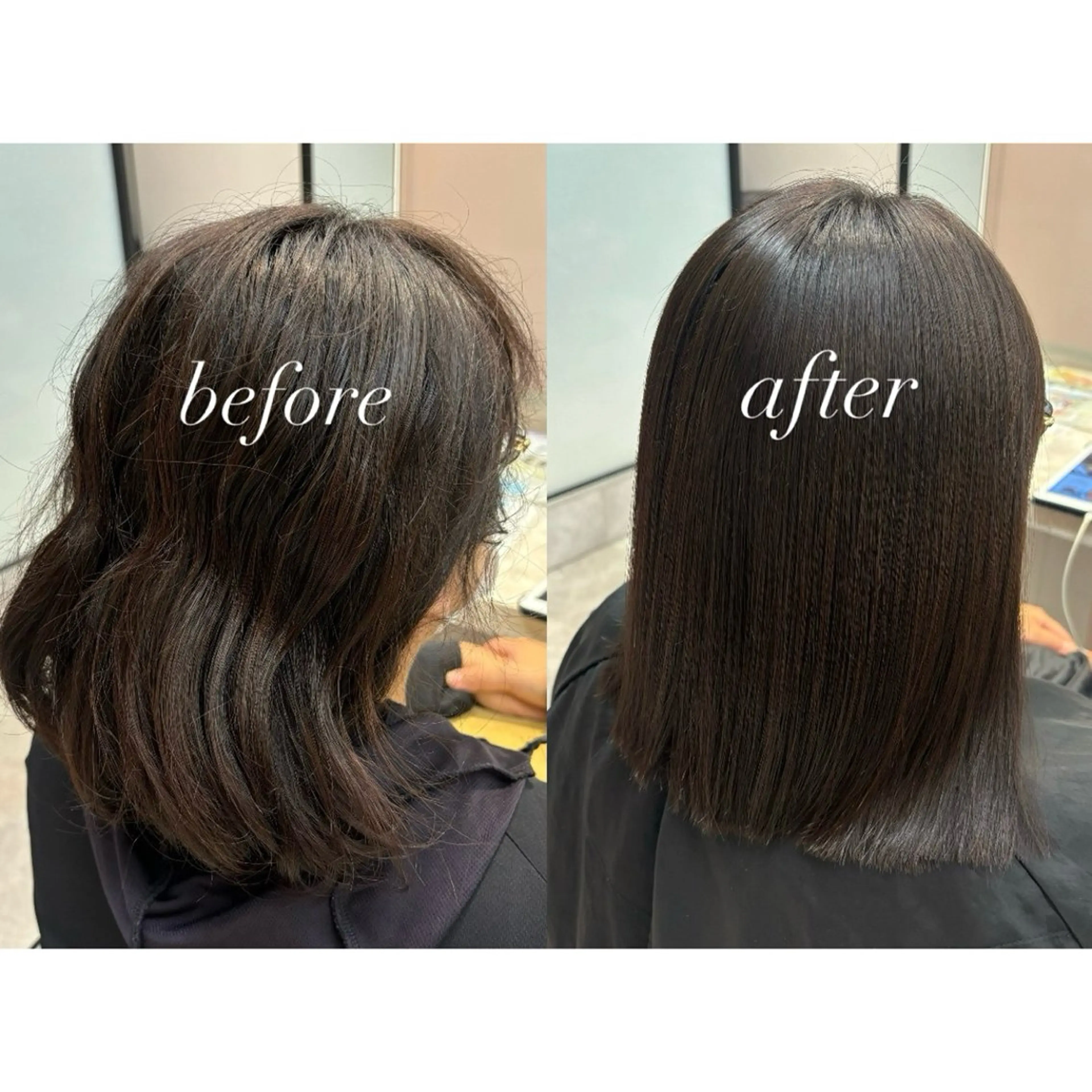 ミディアム 縮毛矯正 Carelly 髪質改善トリートメント&ヘッドスパ 調布アミックス【ケアリー】所属・🦋透明感艶カラー 🫧/Yuu🦋のヘアスタイル