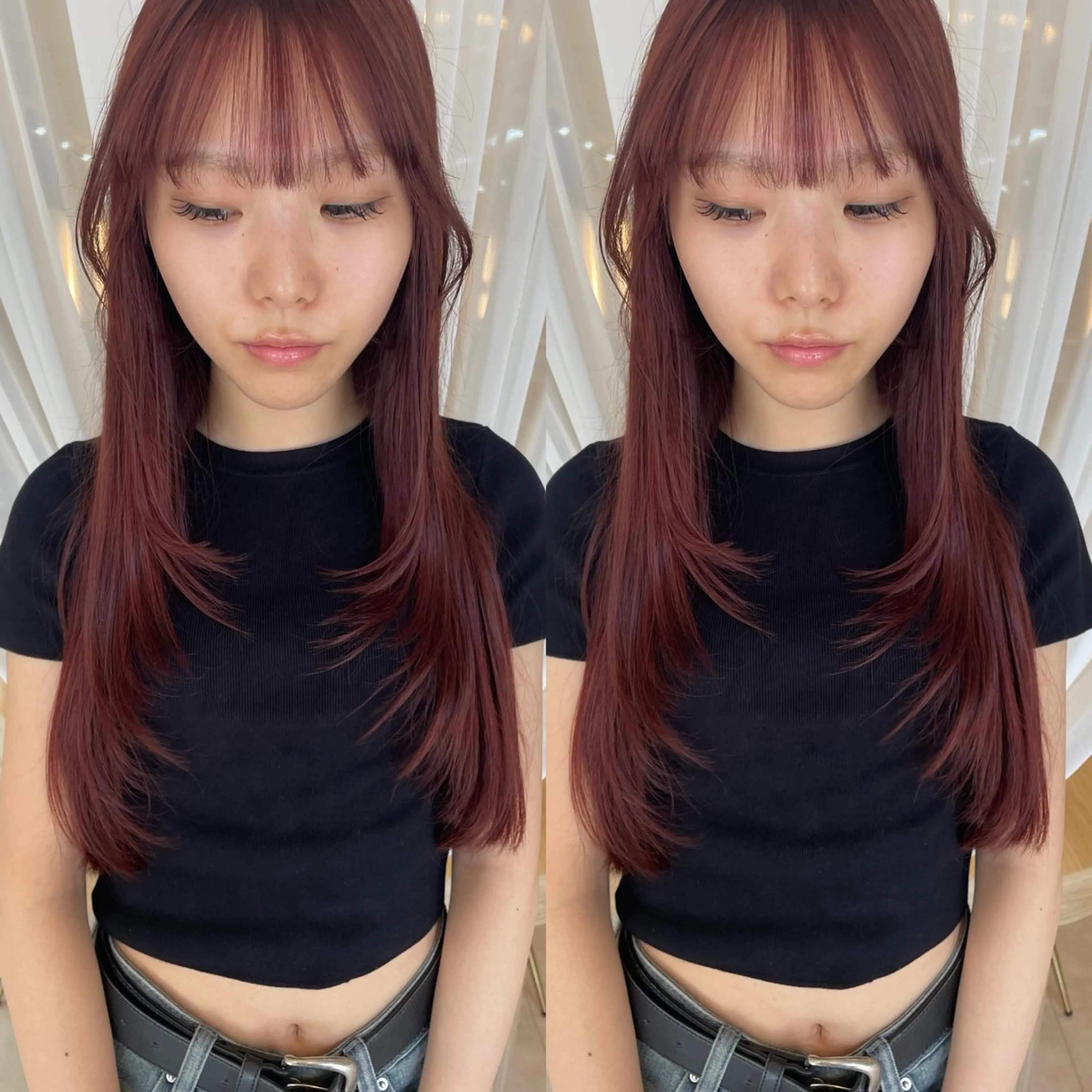 ロング カラー カット ヘアカラー トリートメント ヘアセット ブリーチ無し透明感 カラー🦕まどかのヘアスタイル