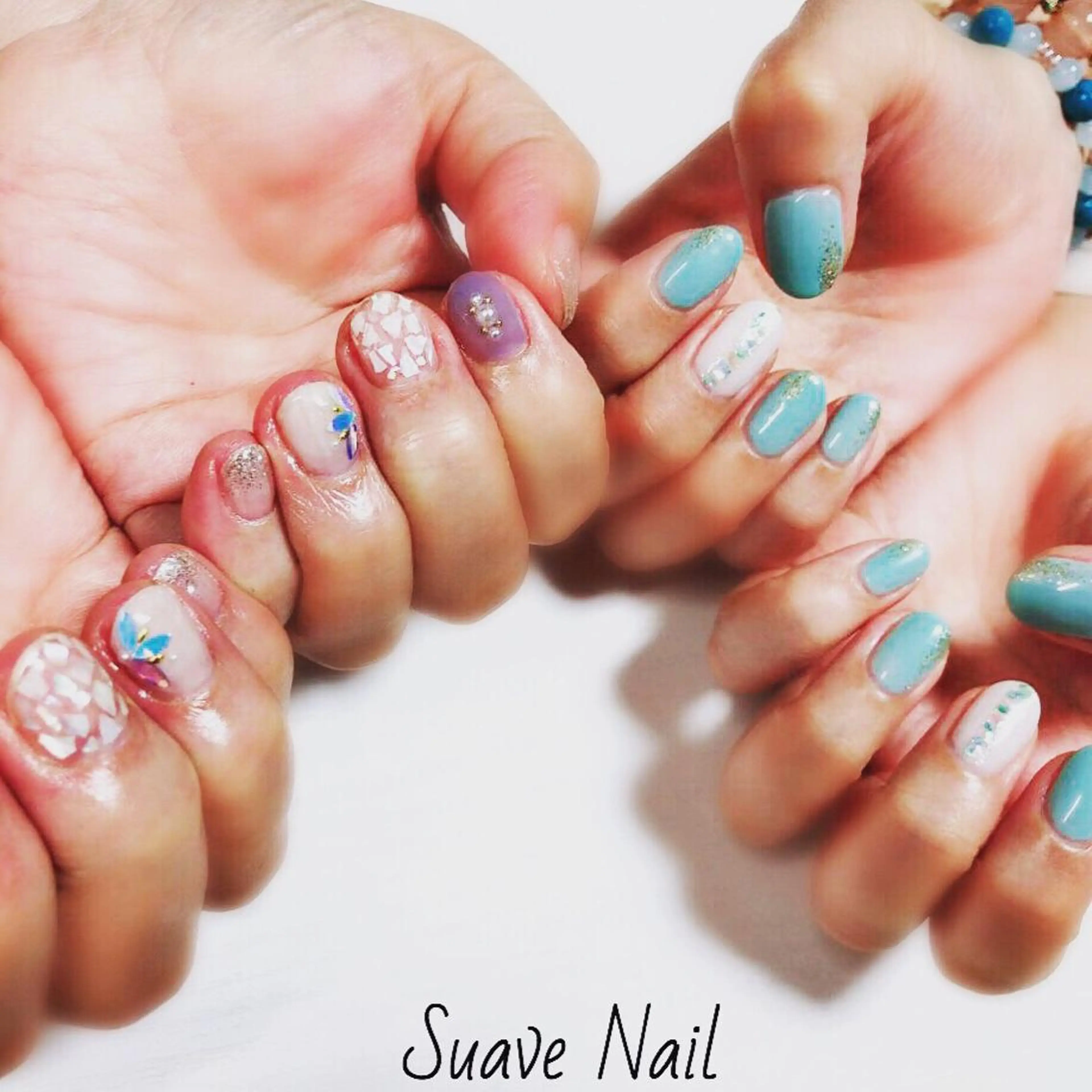 ネイル 水色 夏ネイル Nail Suave (シュアーヴ)のネイルデザイン
