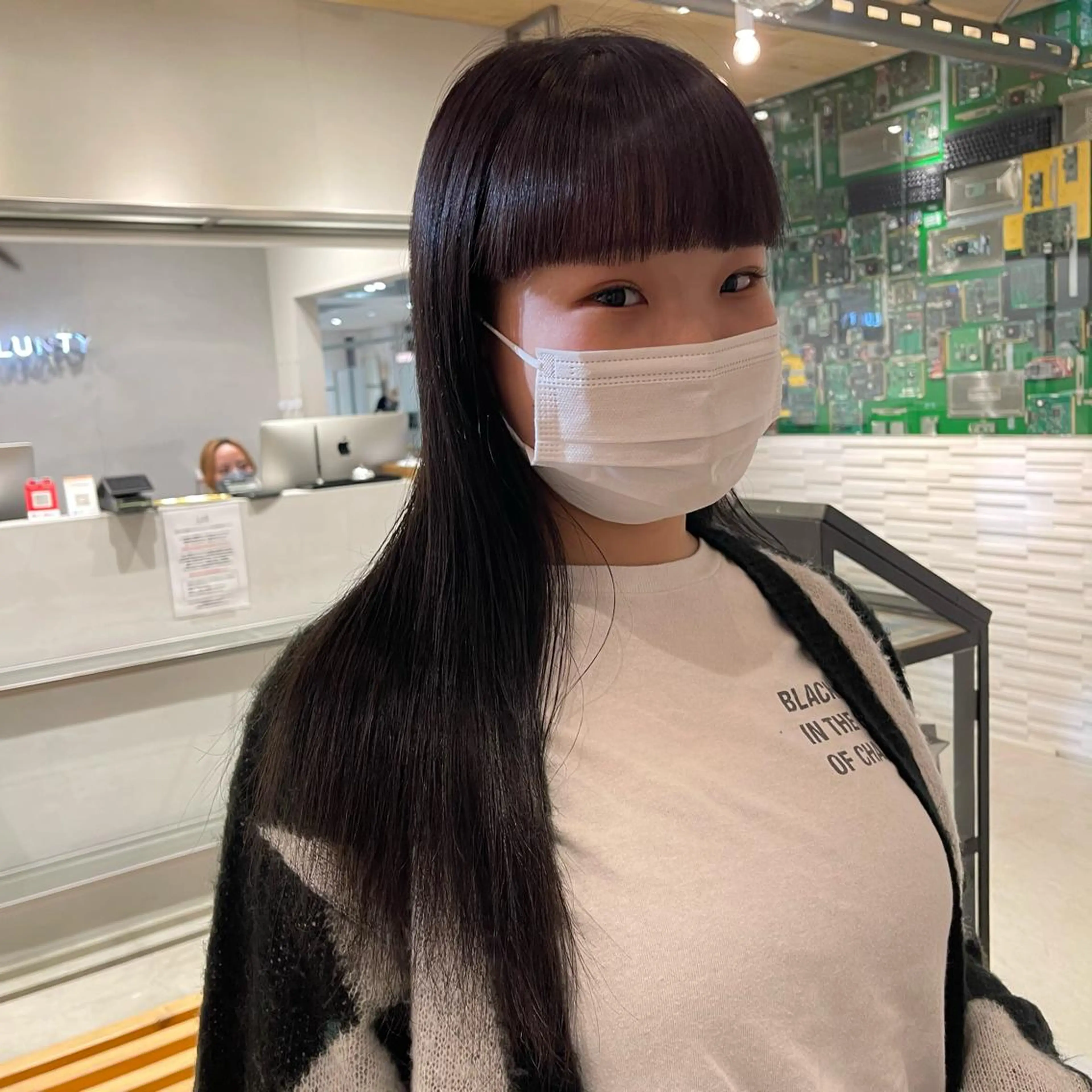 セミロング カラー ワイドバング カット ヘアカラー トリートメント nameless miichiのヘアスタイル