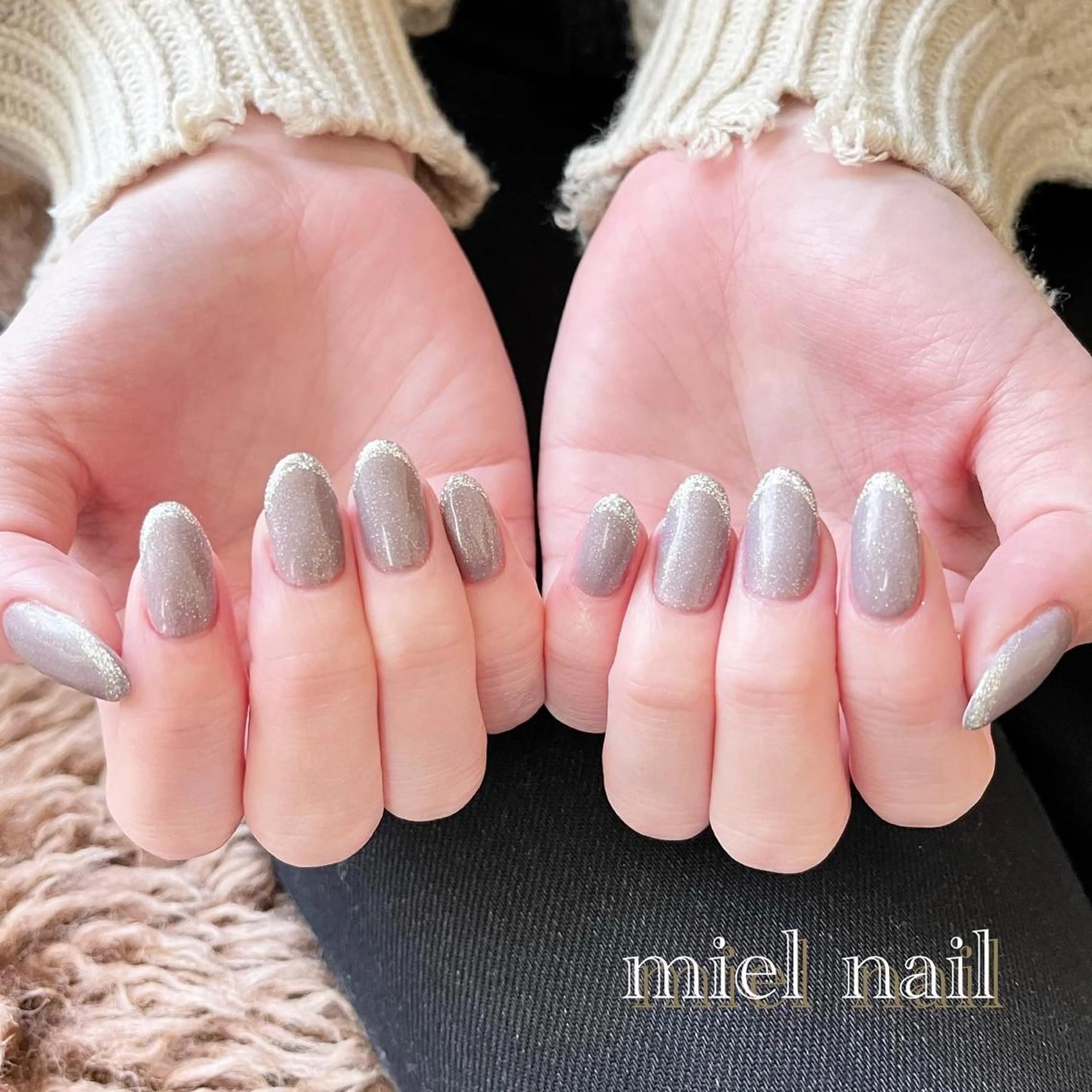 ネイル フレンチネイル ラメ(グリッター) ニュアンスネイル miel nailのネイルデザイン