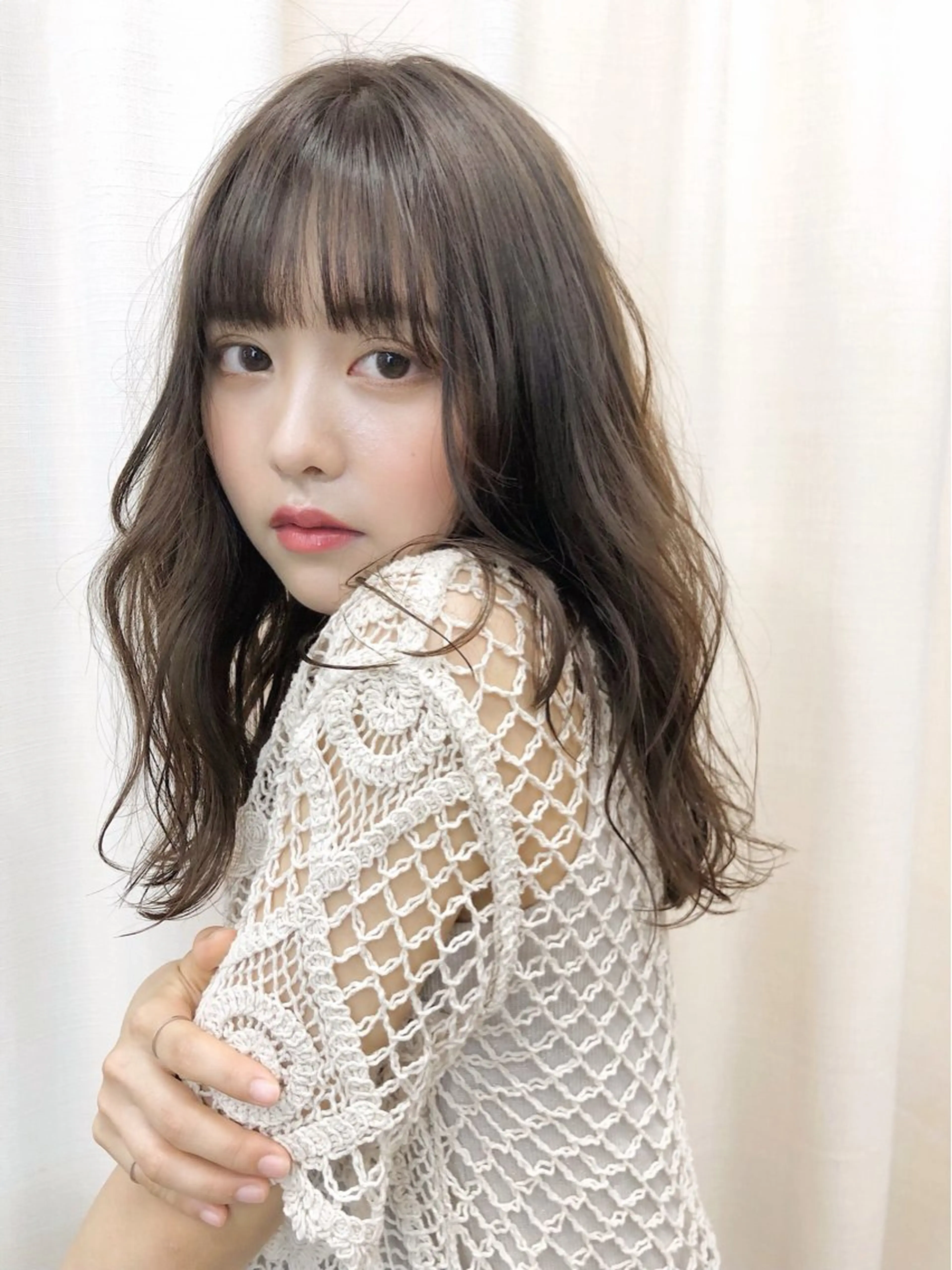 セミロング ボブ 顔まわりレイヤー 髪質改善 韓国風ヘア レイヤーカット atelier SUNNYDAY所属・鈴木早記 insta →saki_03sのヘアスタイル