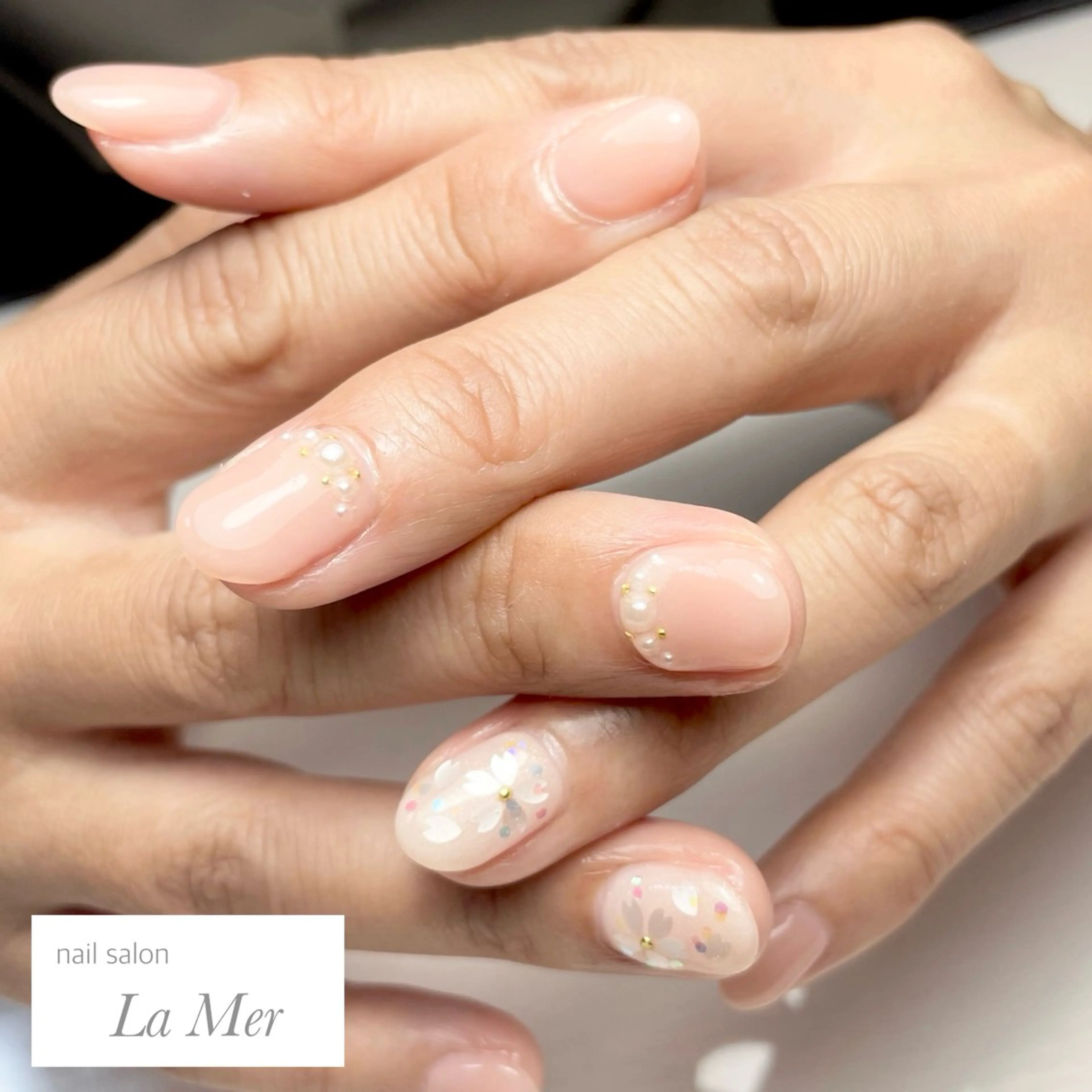 ネイル 桜ネイル フラワーネイル ピンク 春ネイル nailsalon La Merのネイルデザイン
