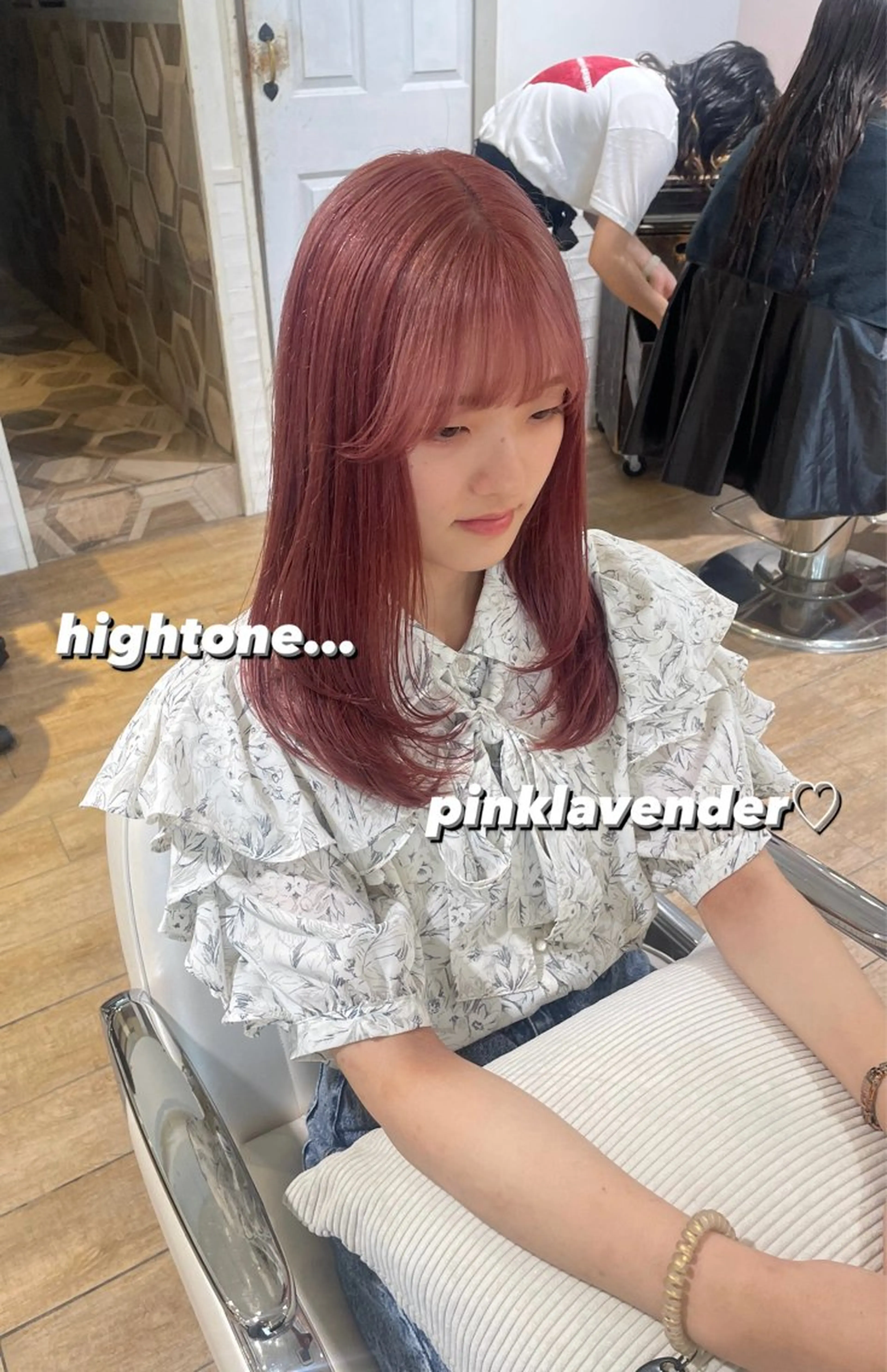 セミロング カラー ヘアアレンジ ヘアカラー トリートメント ハイトーンピンク🍑 ブリーチ🍑RINAのヘアスタイル