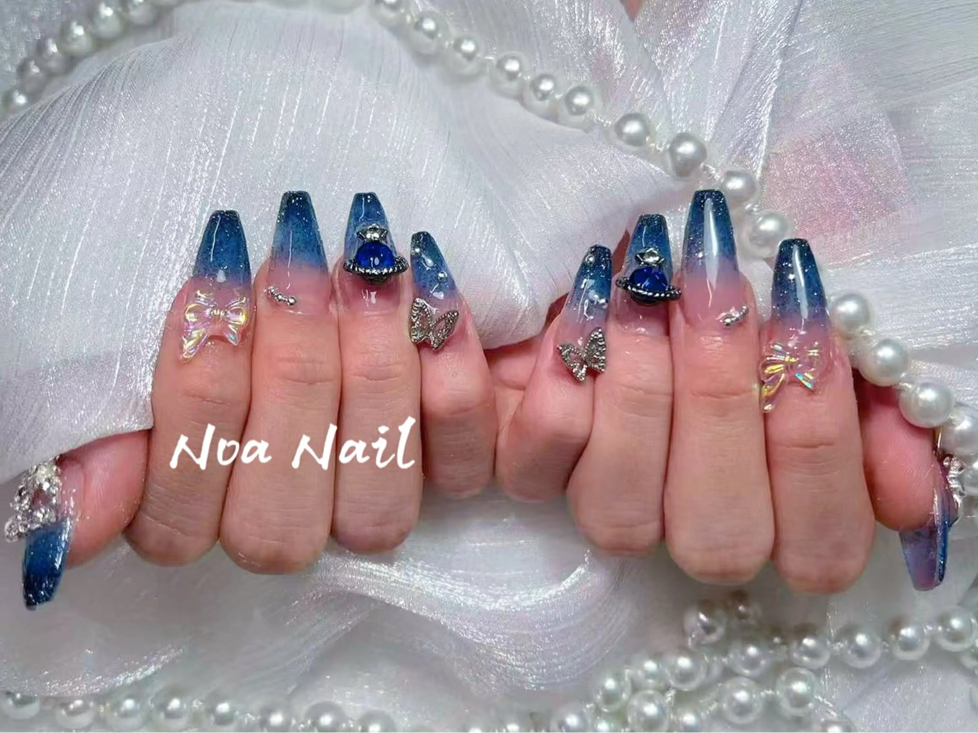 ロング 韓国風ヘア ハンドネイル NOA NAILのネイルデザイン