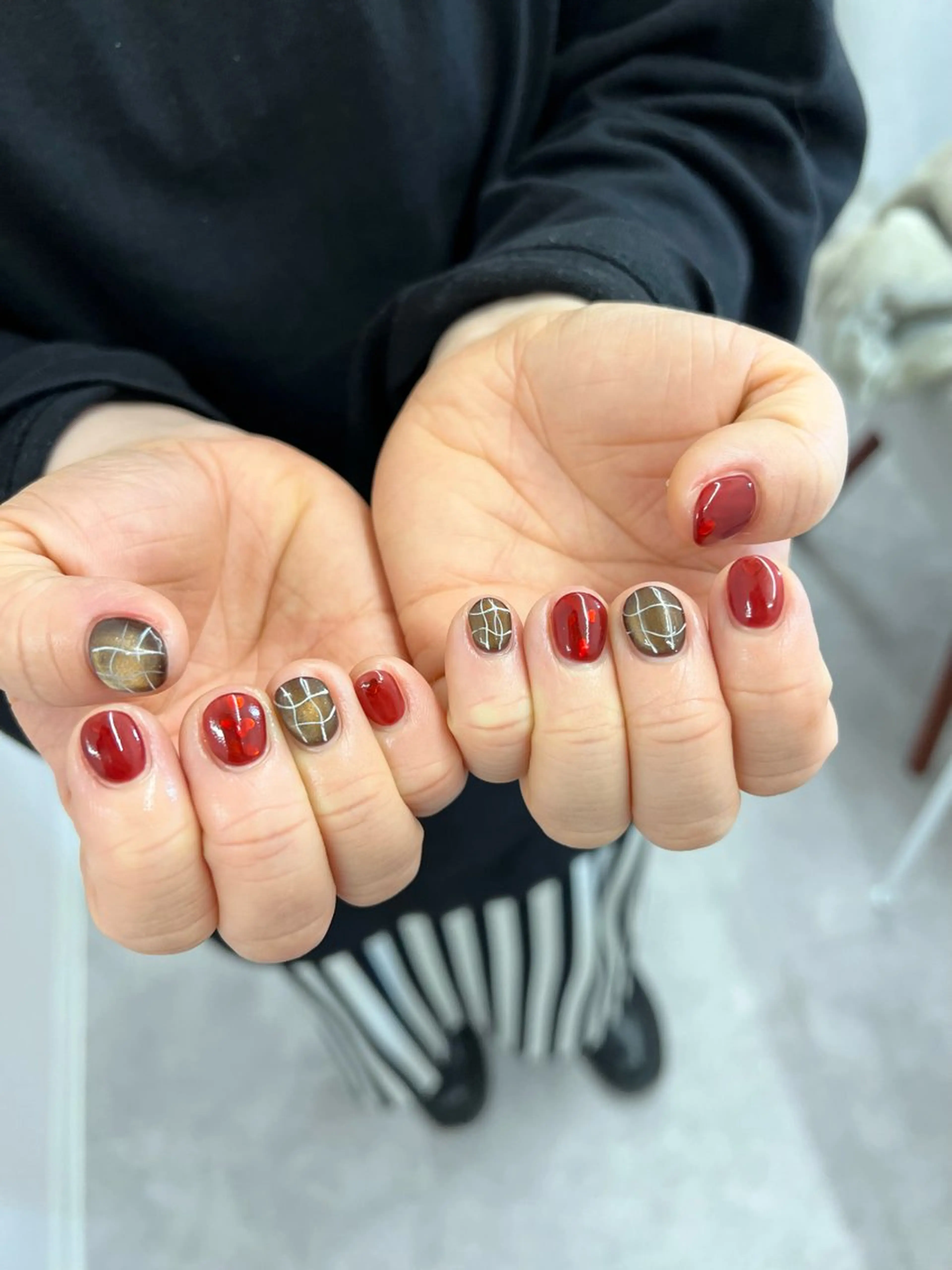 ネイル ボルドー ジェルネイル ハート マグネットネイル ニュアンスネイル ハンドネイル ハンドケア Bana_ Nailのその他イメージ