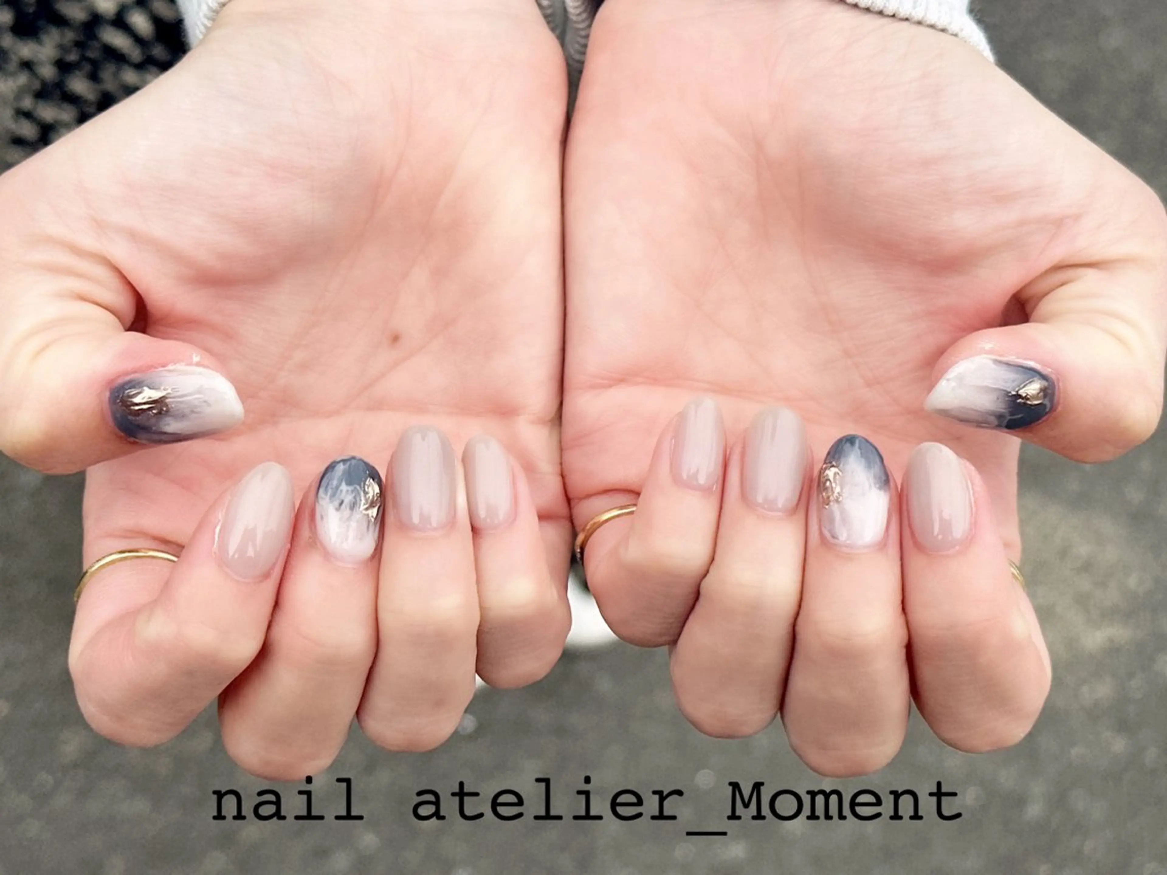 ネイル ブルー ニュアンスネイル ハンドネイル nail atelier_Moment所属・nail Momentのネイルデザイン