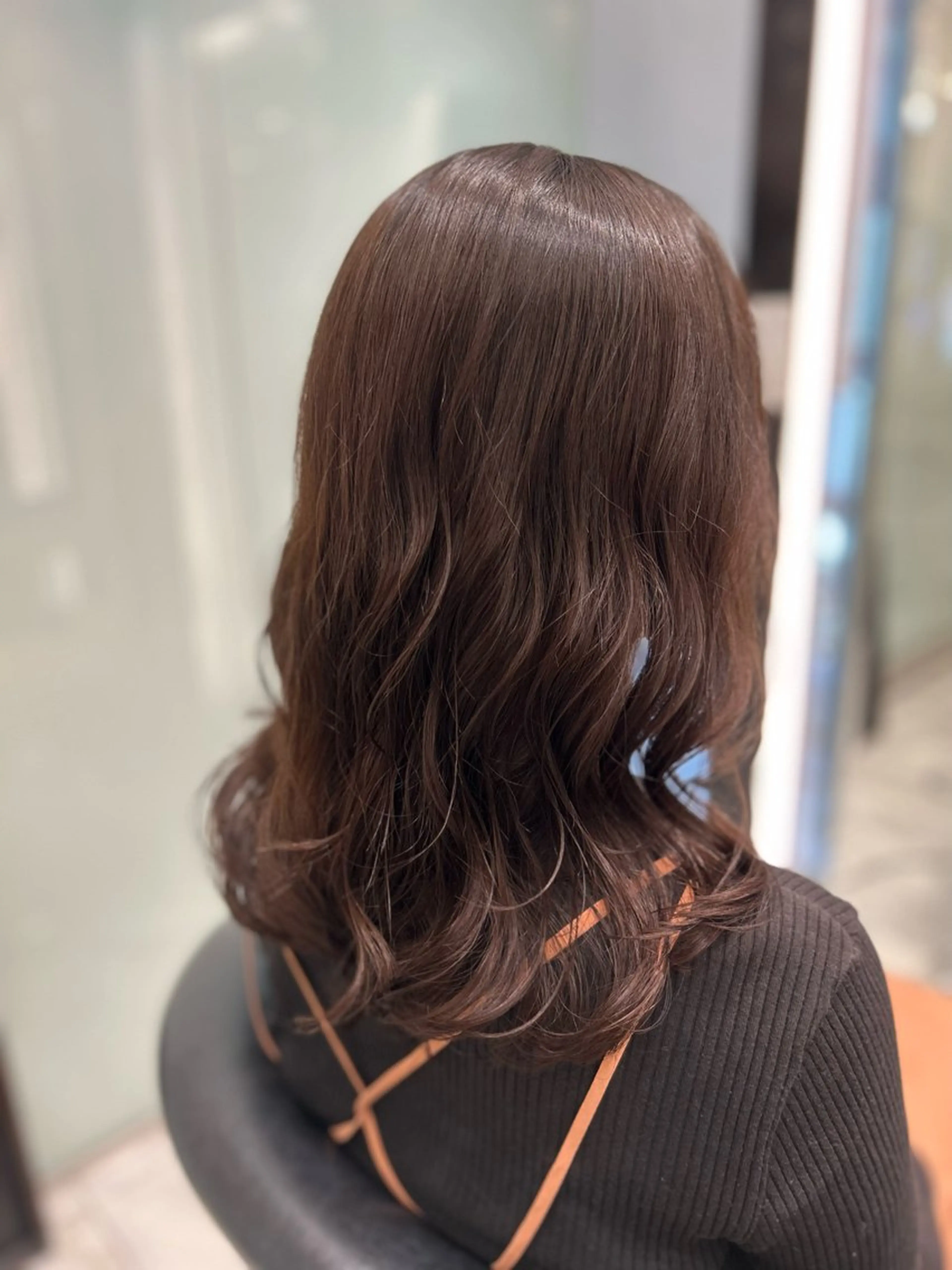 セミロング パーマ カット パーマ 垢抜けヘア 韓国ヘア銀座近下菜央のヘアスタイル