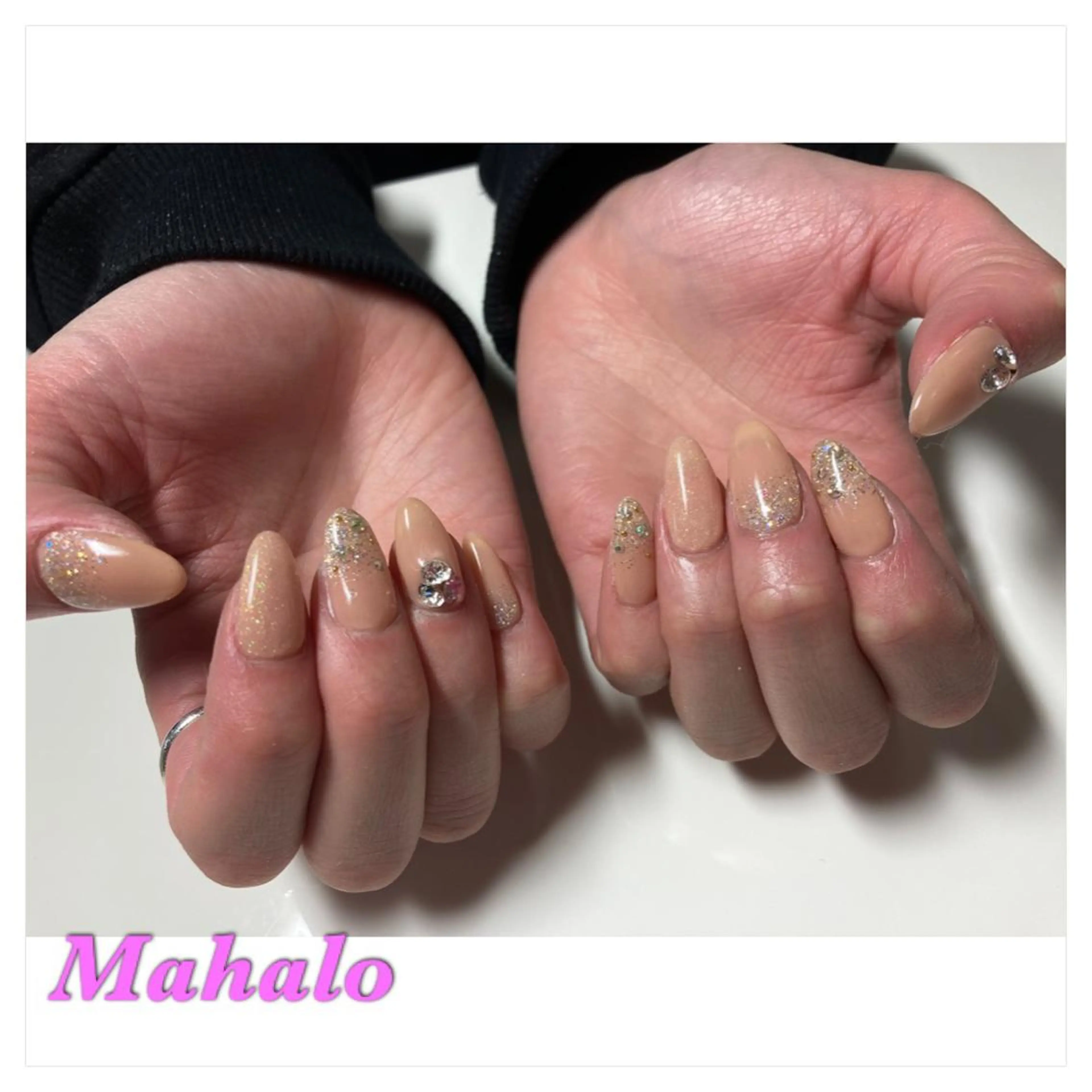 ネイル グラデーション ラメ(グリッター) ラメグラデーション オフィスネイル ワンカラーネイル Nail Salon Mahaloのネイルデザイン