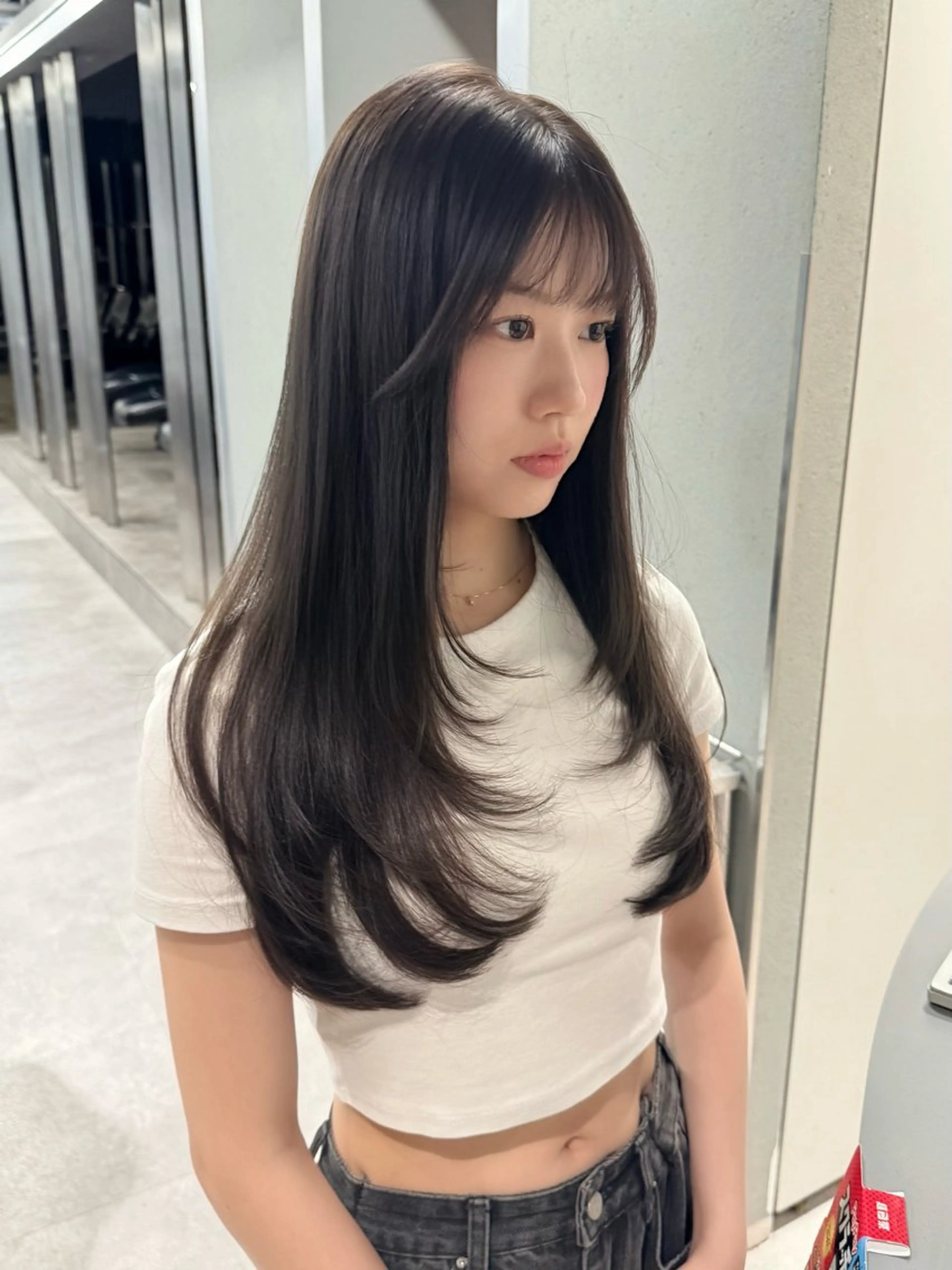 ロング カット ヘアカラー トリートメント 銀座/顔周りレイヤー 🤍kanohoのヘアスタイル