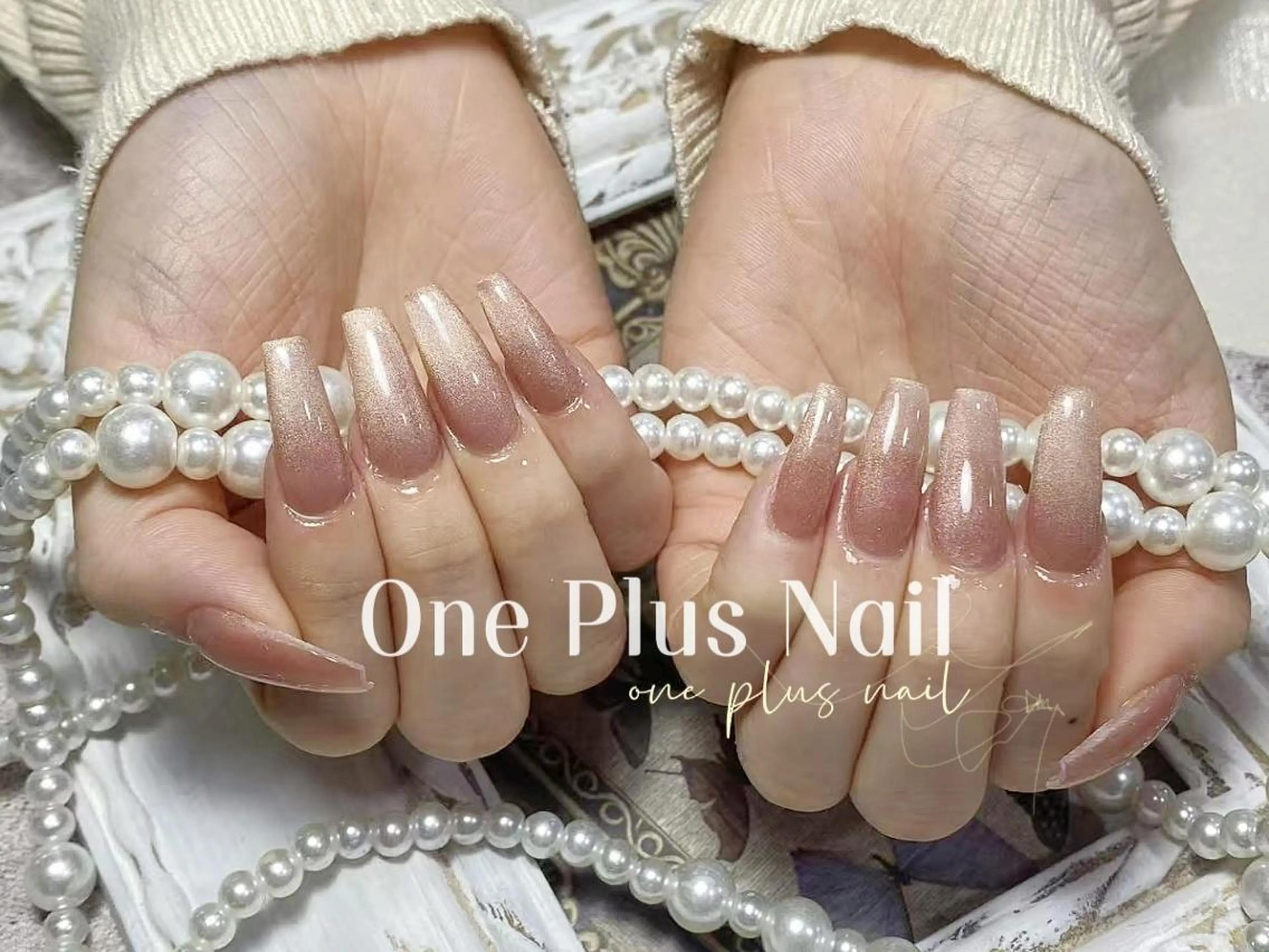 ネイル ハート キラキラネイル 韓国ネイル ロングネイル 持ち込み One Plus Nail Salonのネイルデザイン