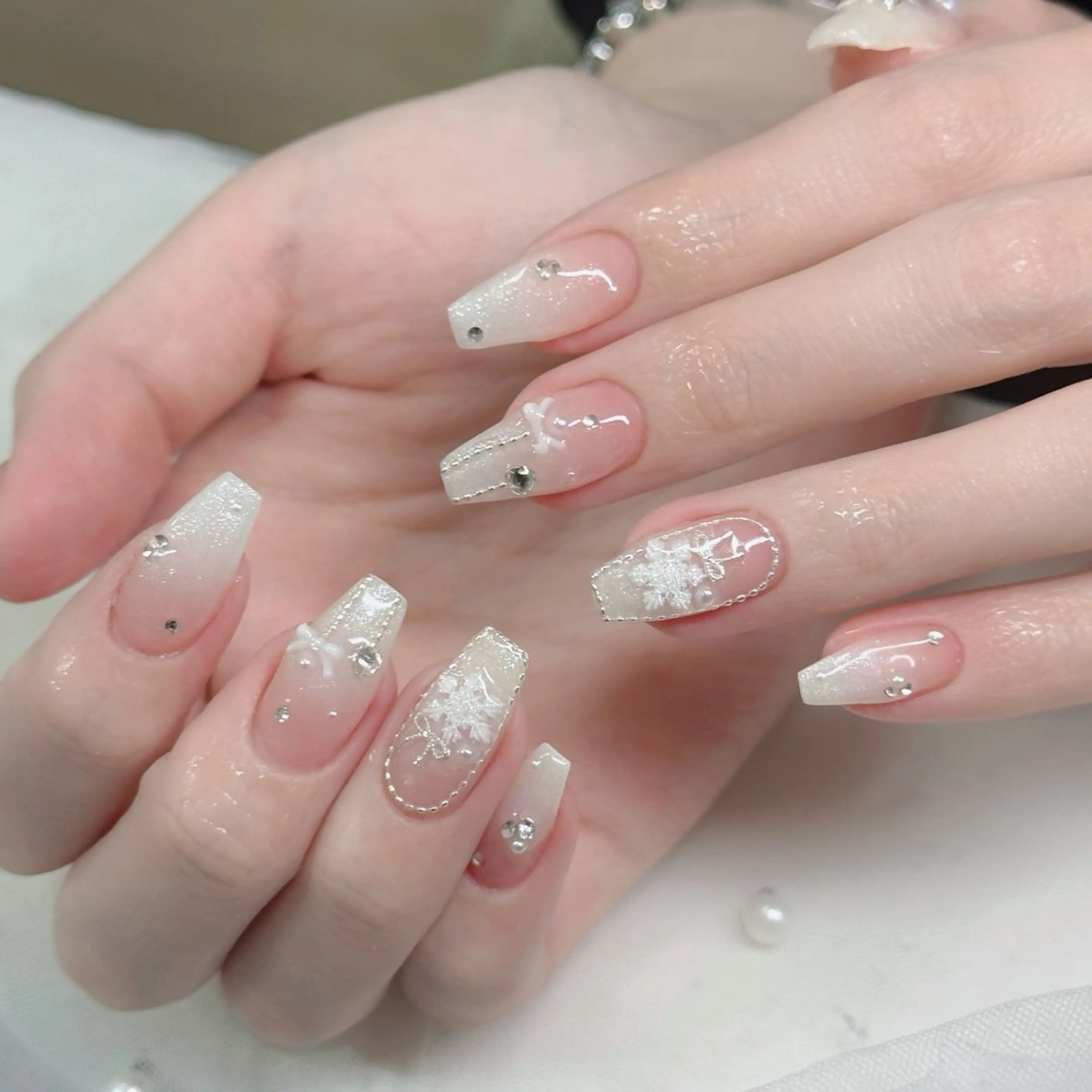 ネイル ロングネイル マグネットネイル リボン 夏ネイル スーパーロングネイル ハンドネイル Hani Nail XUKAのネイルデザイン