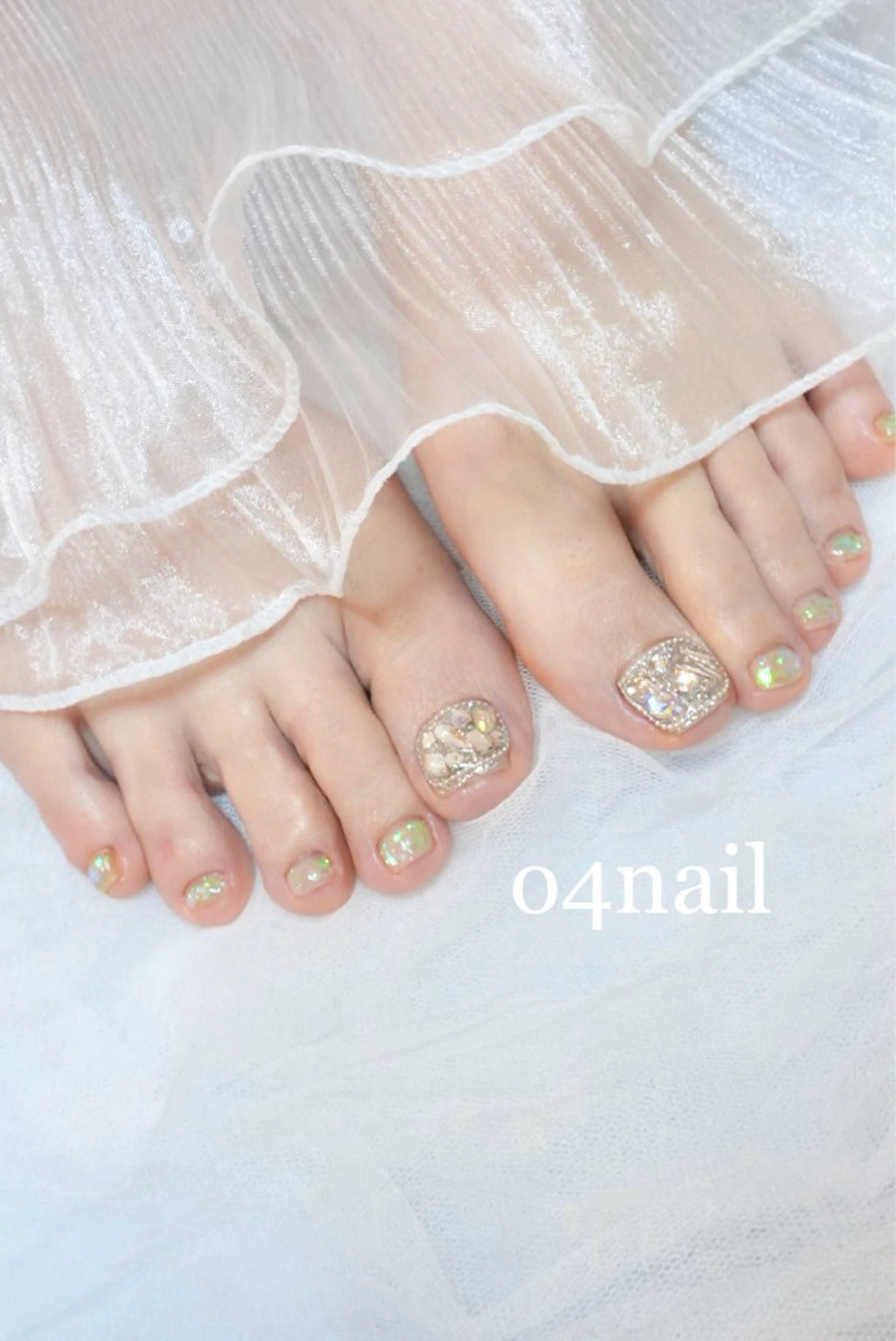 ロング キッズ フットネイル my place+s所属・o4nail___ ARISAのネイルデザイン