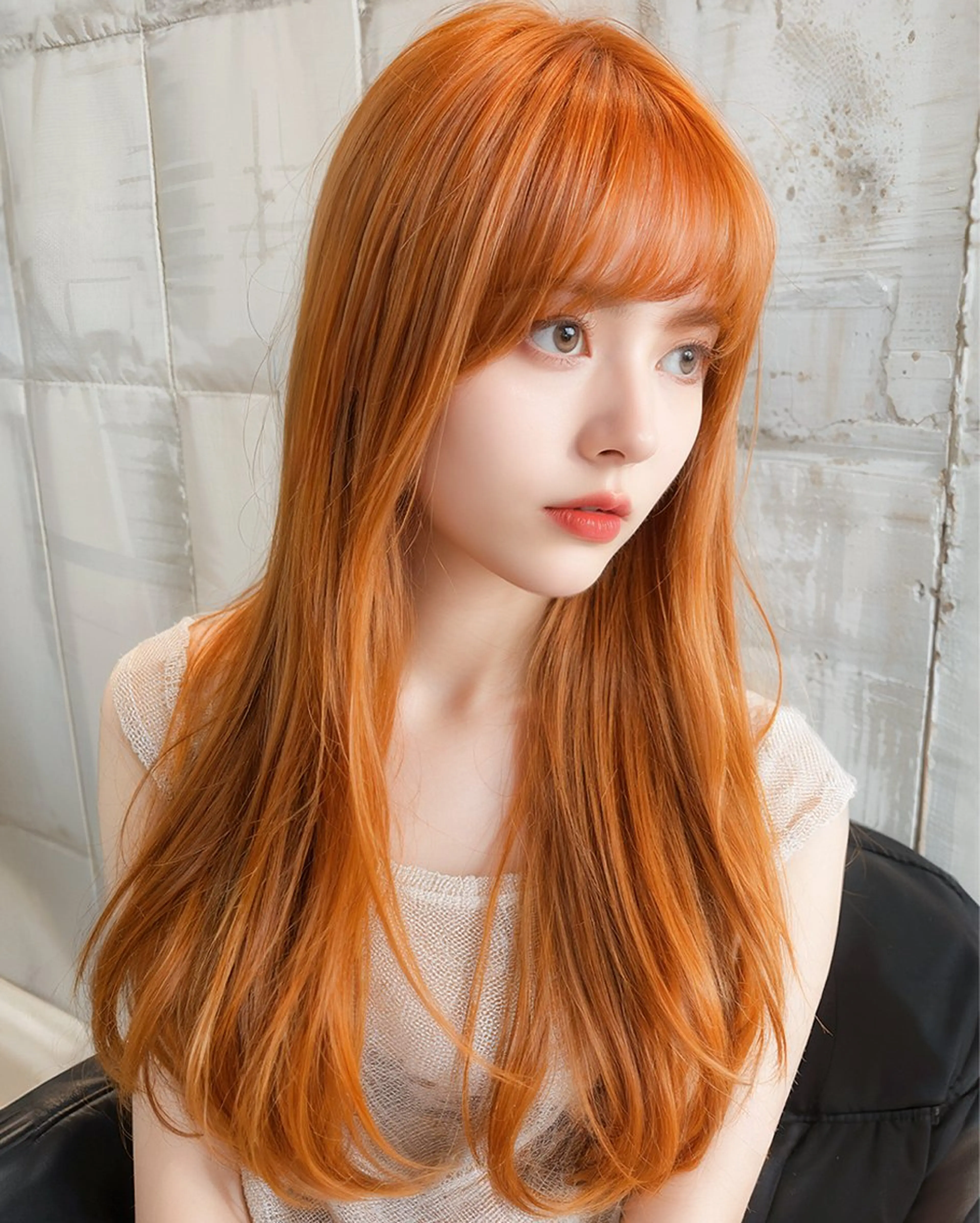 ロング カラー ハイトーンカラー ハイトーンオレンジ オレンジ レイヤーカット ロング 似合わせショートヘア 特化🌟YUTAのヘアスタイル
