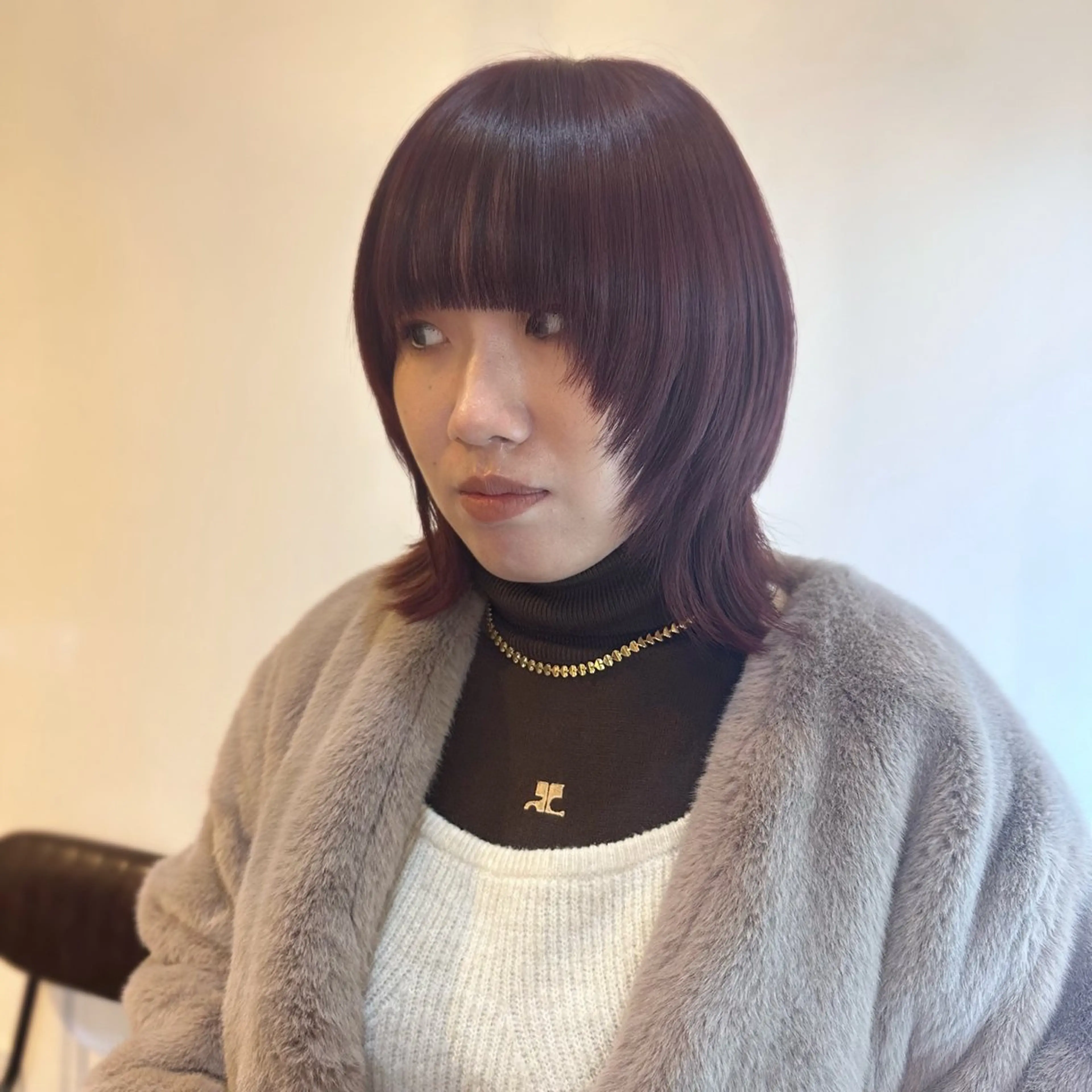 ミディアム レッドブラウン ヘアカラー トリートメント 艶カラー/縮毛矯正‎ 💛Sakiのヘアスタイル