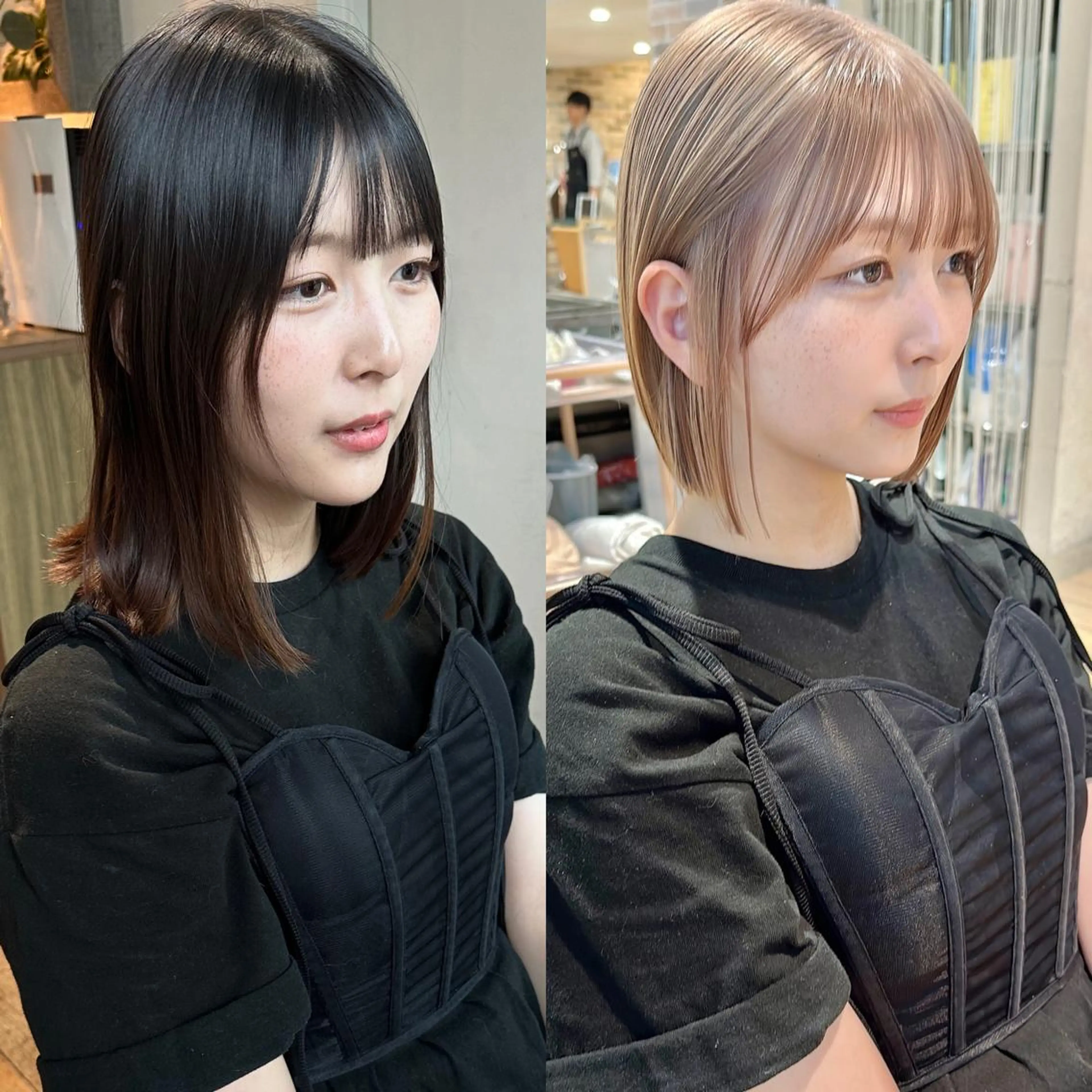 ミディアム 切りっぱなしボブ ショートボブ ボブ くびれヘア タンバルモリ カット ヘアカラー トリートメント 市原 大翼のヘアスタイル