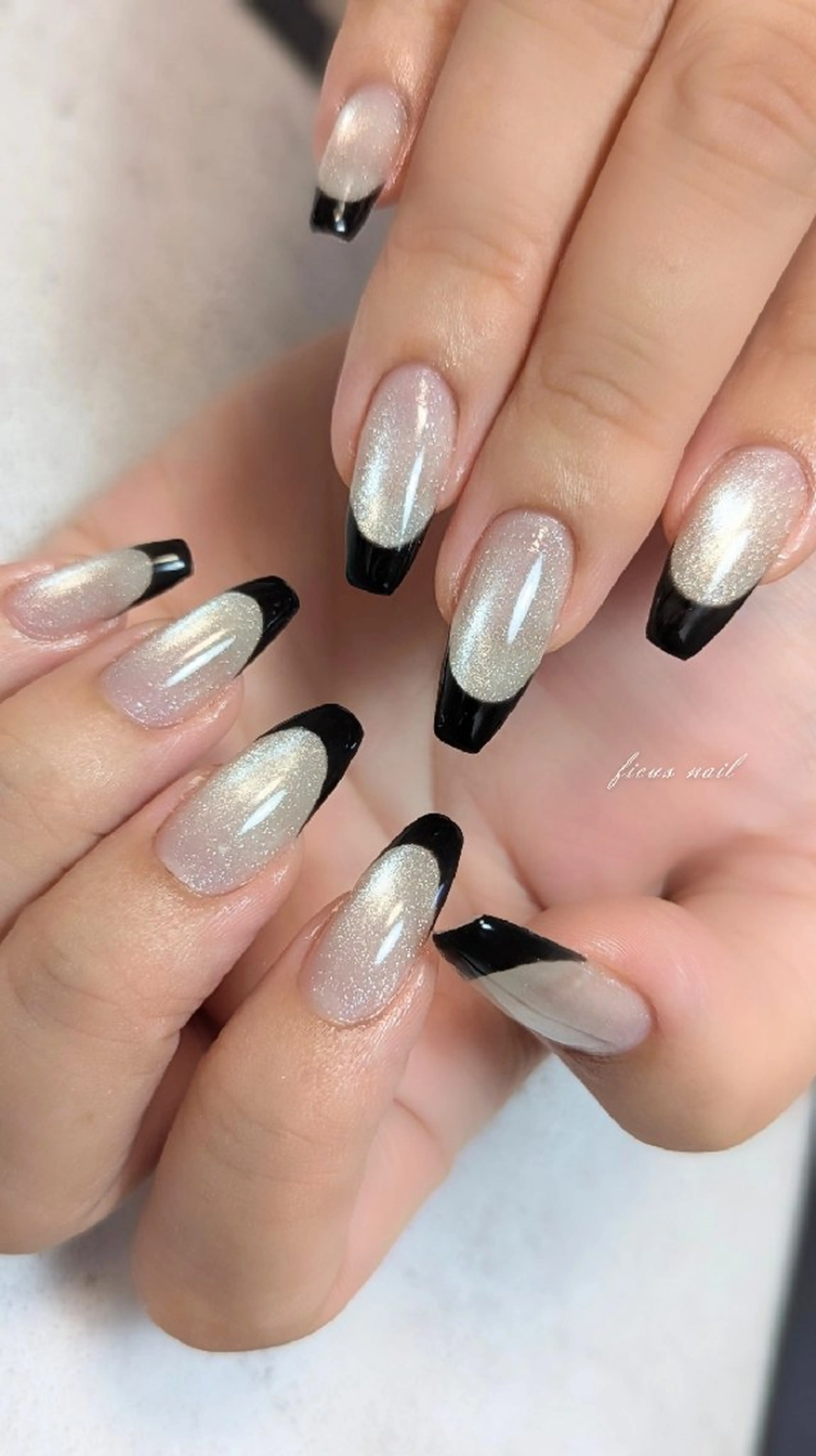 ネイル アートネイル フレンチネイル ロングネイル マグネットネイル オフィスネイル ハンドネイル ficus nailのネイルデザイン