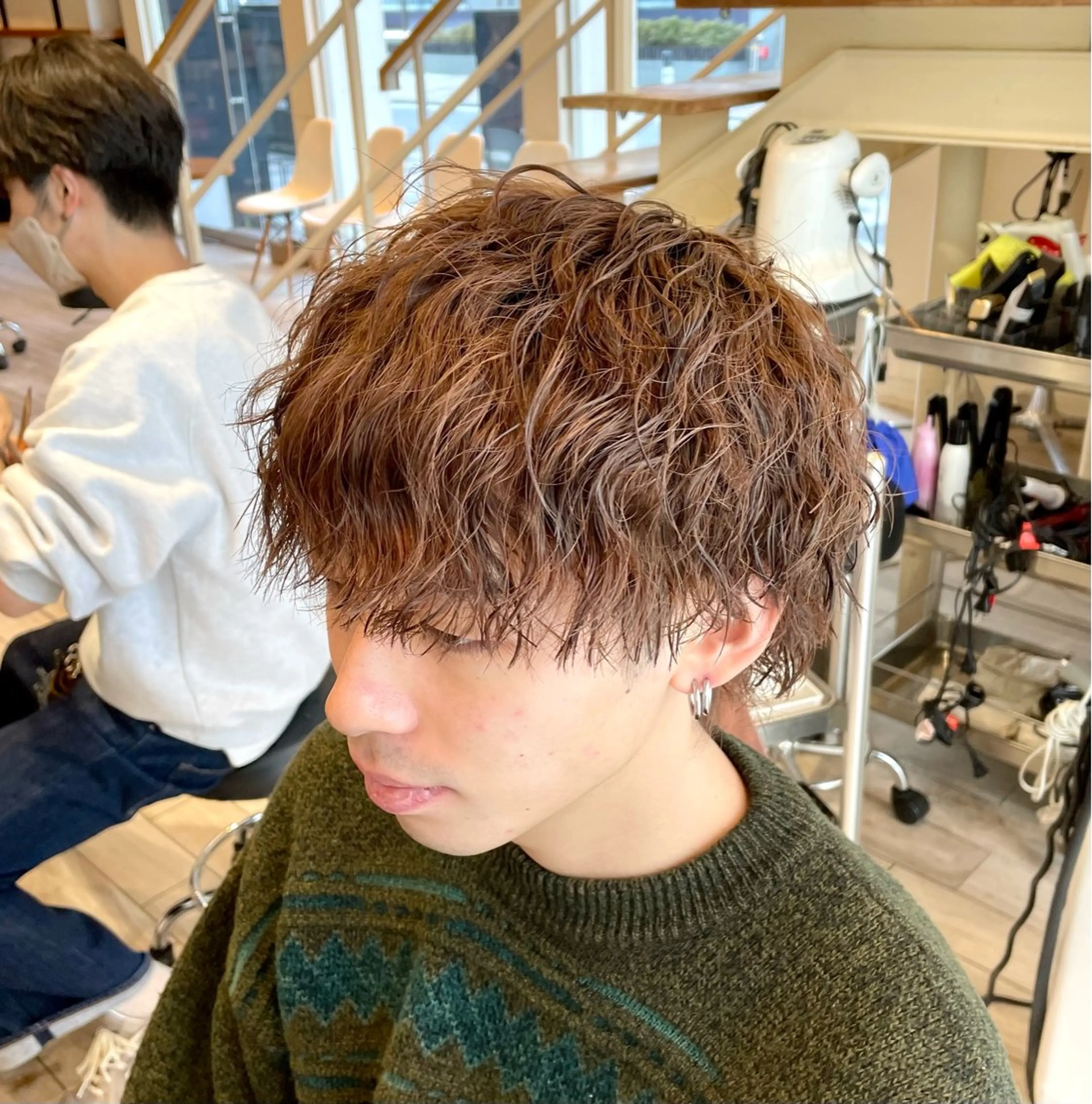 ショート パーマ メンズ メンズウルフカット ウルフカット カット パーマ パーマ/フェード🔥 佐々木波人のヘアスタイル